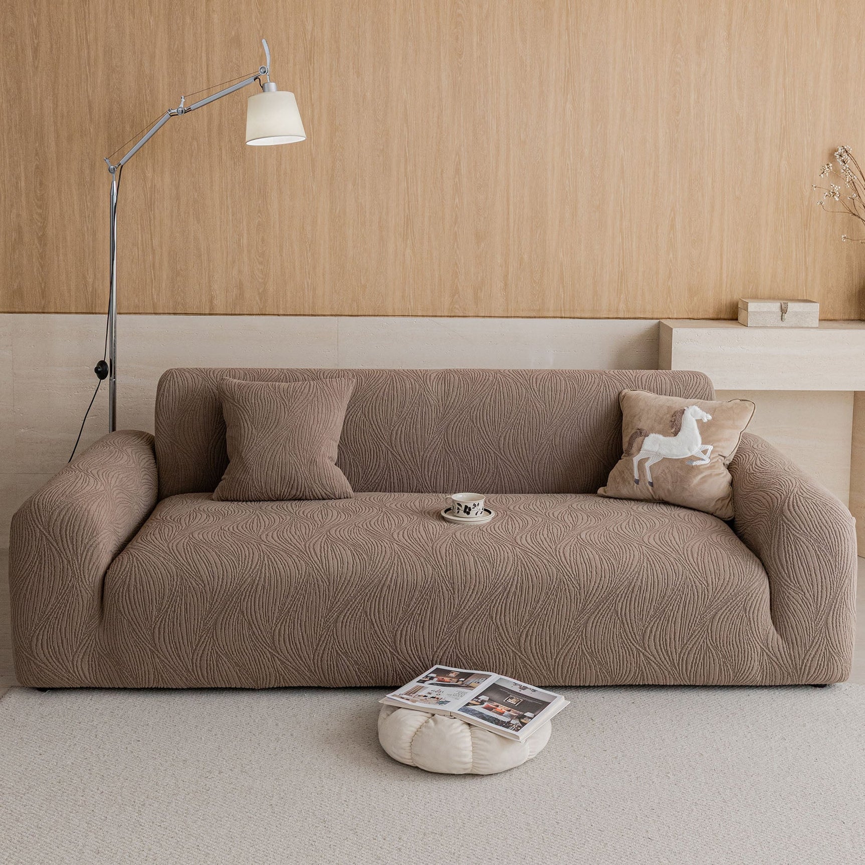 Elastic Stretch Sofa Cover Slipcover, Thick Plush Wavy Flowing Texture Couch Cover - Ornate Home