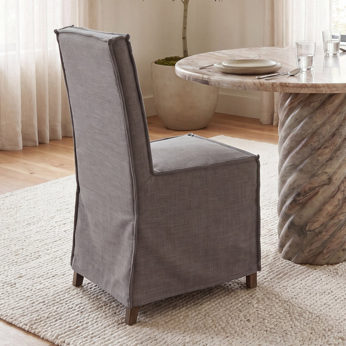 Elbert Gray/Brown Solid Back Dining Side Chair (Set of 2) - Ornate Home