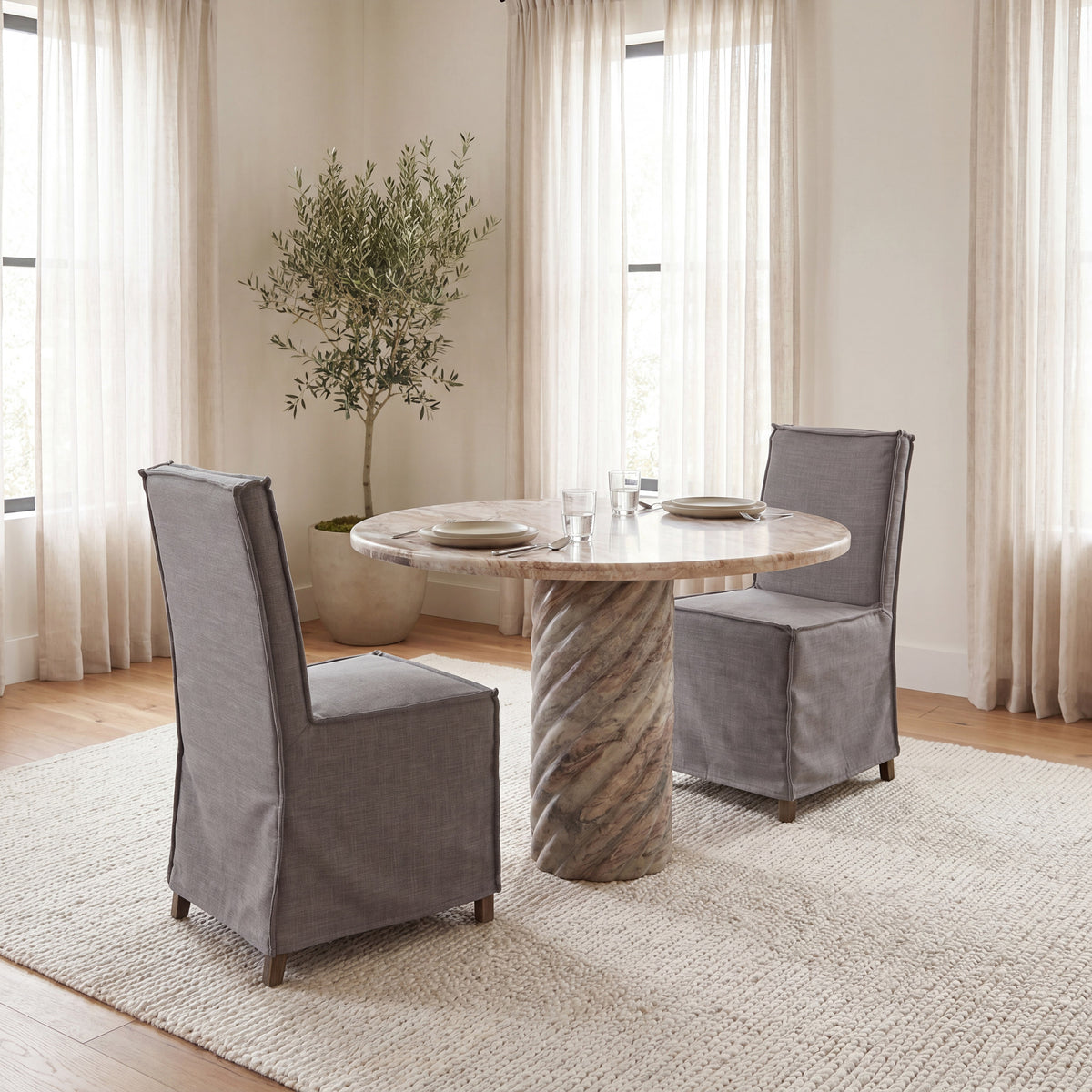 Elbert Gray/Brown Solid Back Dining Side Chair (Set of 2) - Ornate Home