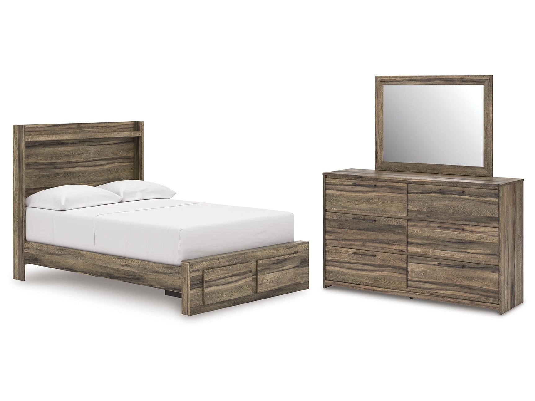 Elbrim Brown Full Panel Storage Bed, Dresser and Mirror (Online Special Price) - Ornate Home