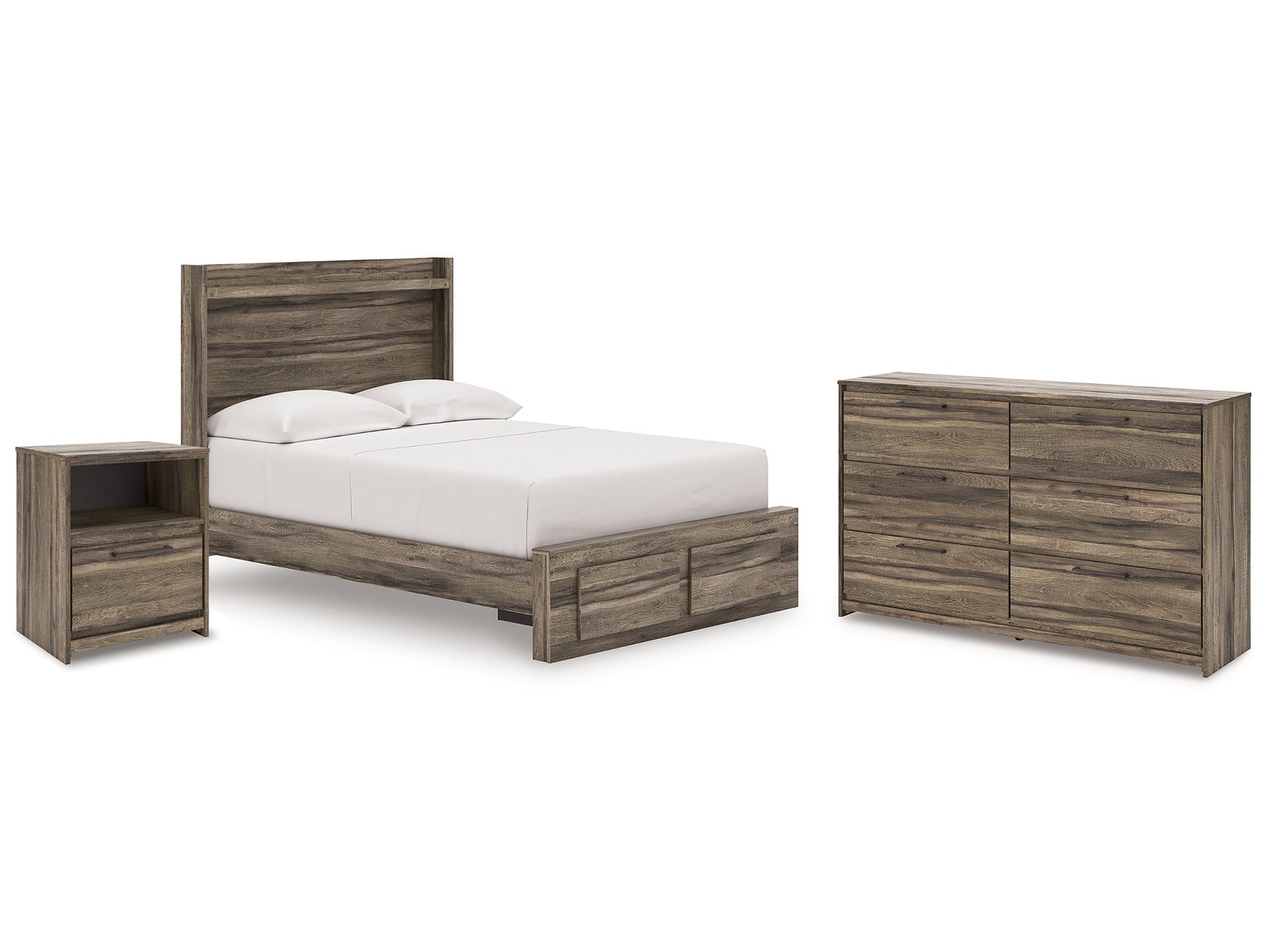 Elbrim Brown Full Storage Bed, Dresser and Nightstand - Ornate Home