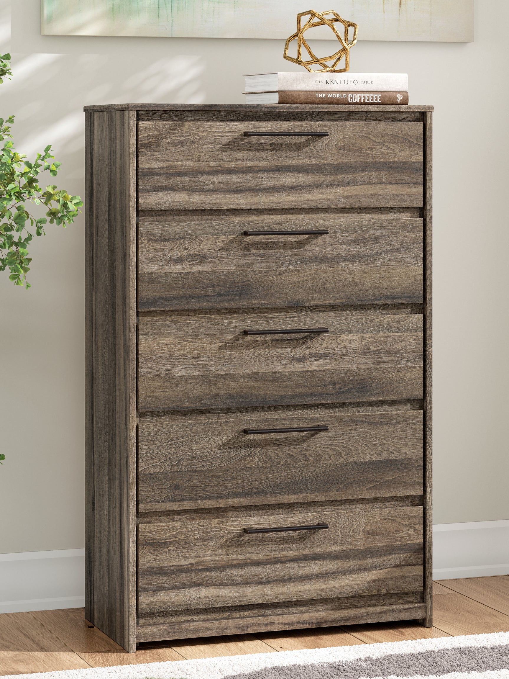 Elbrim Brown King Panel Storage Bed, Chest and Nightstand - Ornate Home