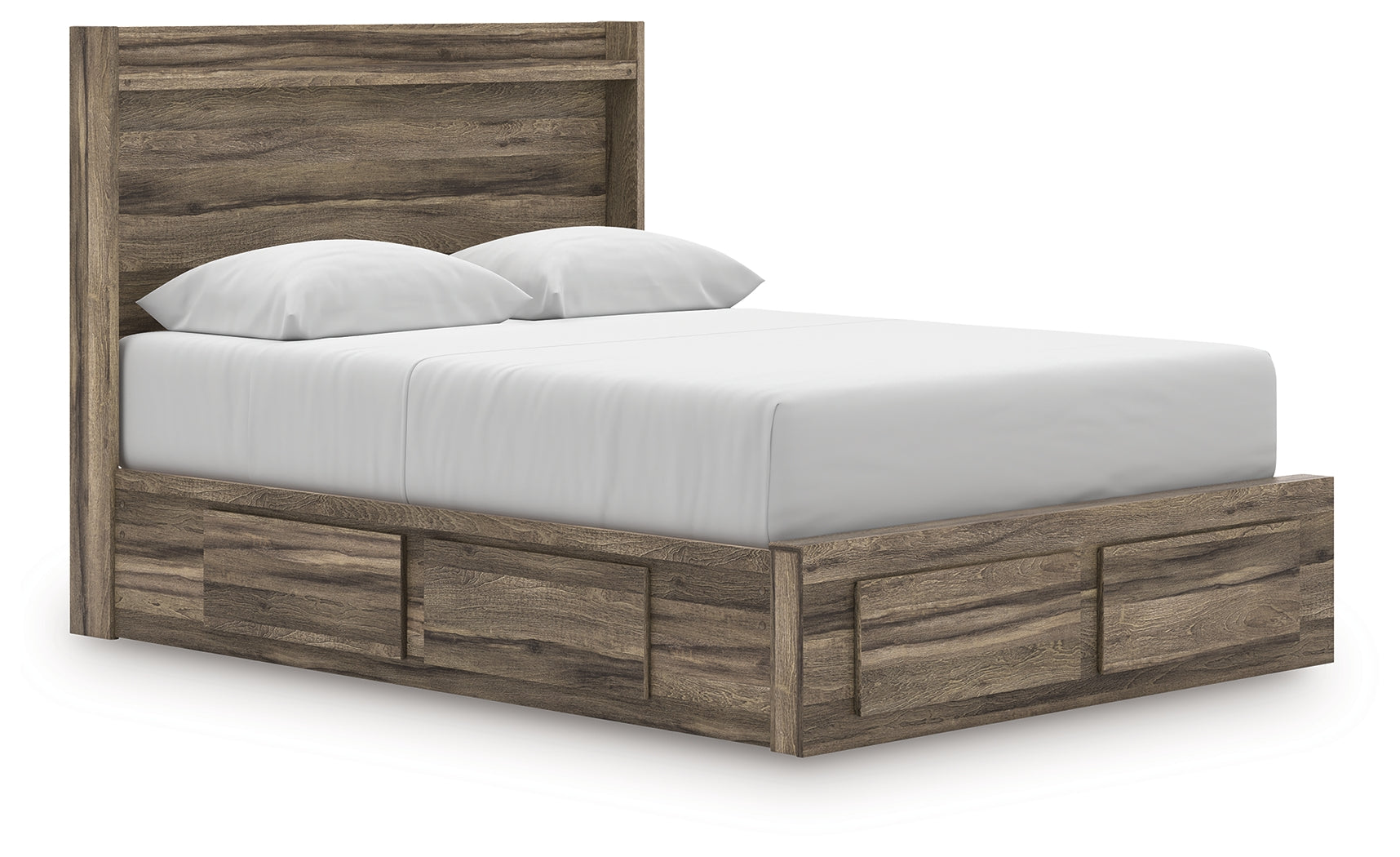 Elbrim Brown Queen Panel 4 Storage Bed, Dresser and Mirror - Ornate Home