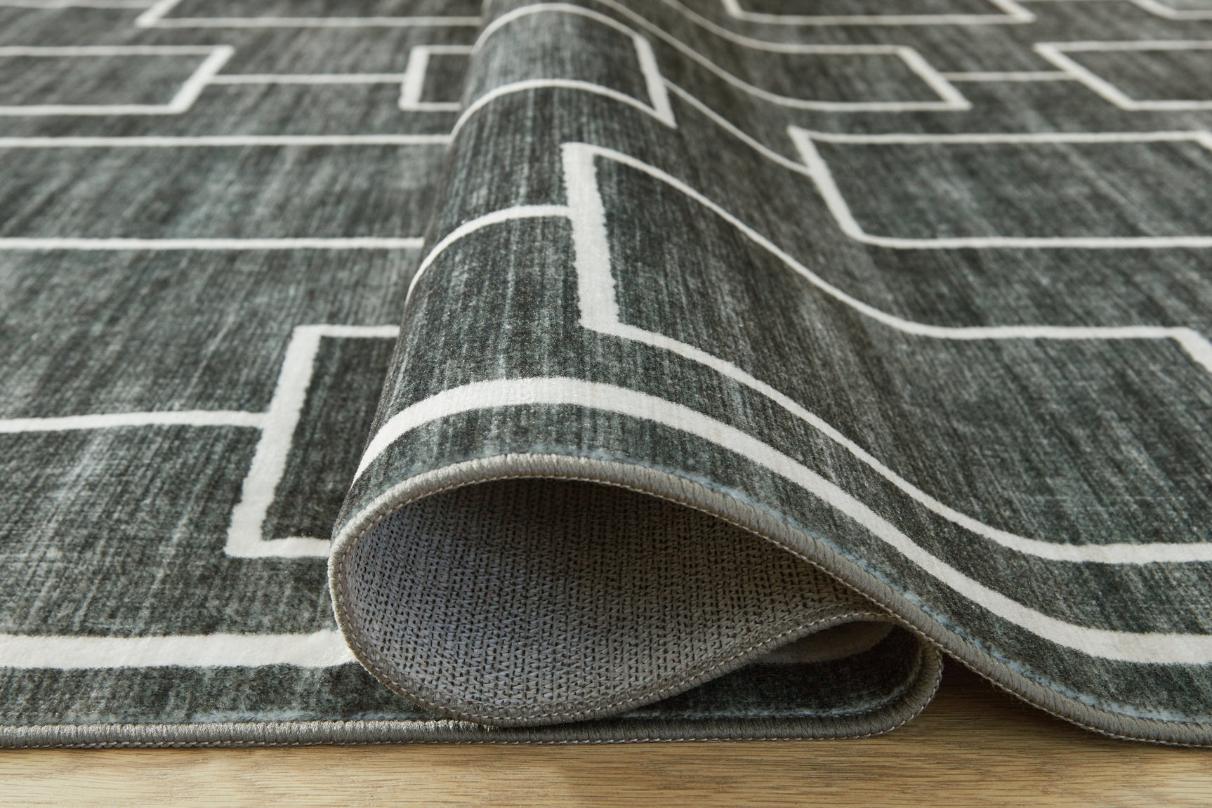 Elderland Black/Gray Washable Large Rug - Ornate Home