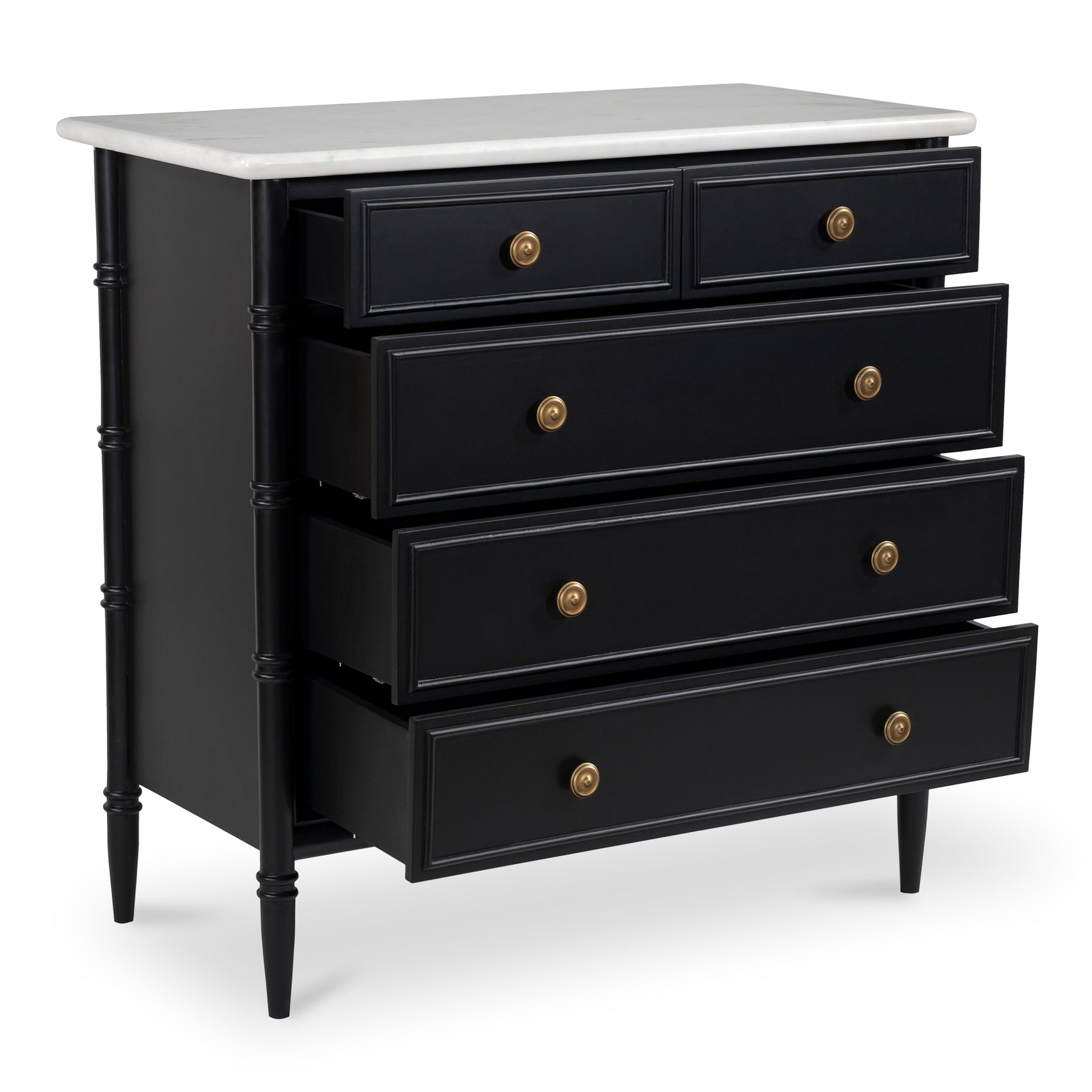 Eleanor Black 5 Drawer Chest - Ornate Home