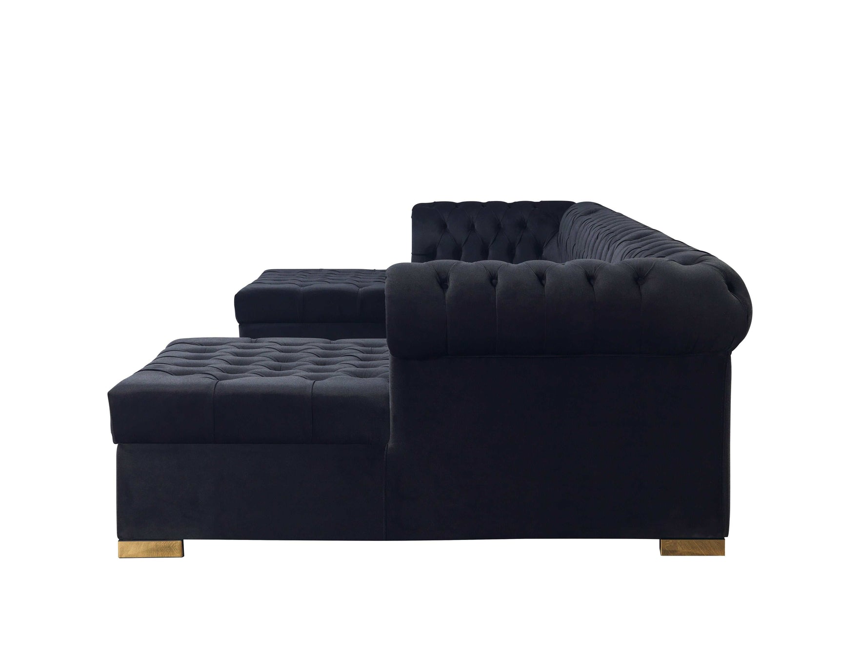 Eleanor Black Velvet Double Chaise Sectional Sofa - Ornate Home