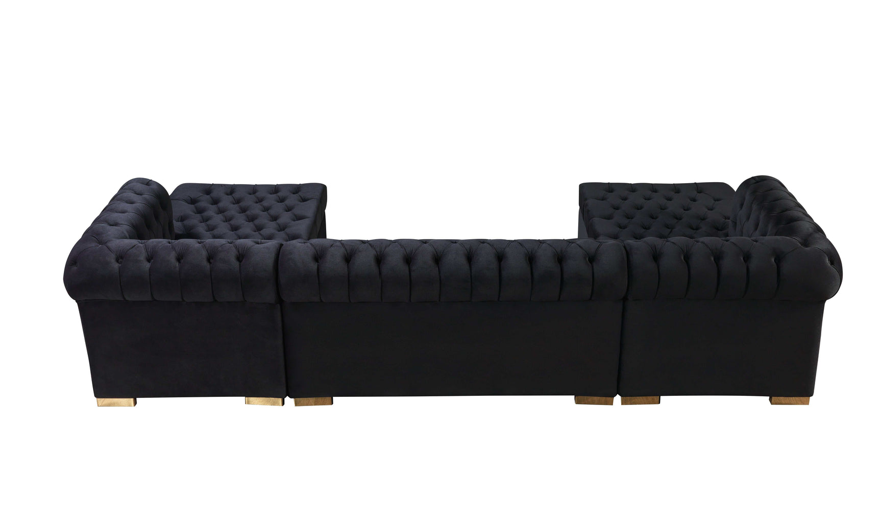 Eleanor Black Velvet Double Chaise Sectional Sofa - Ornate Home