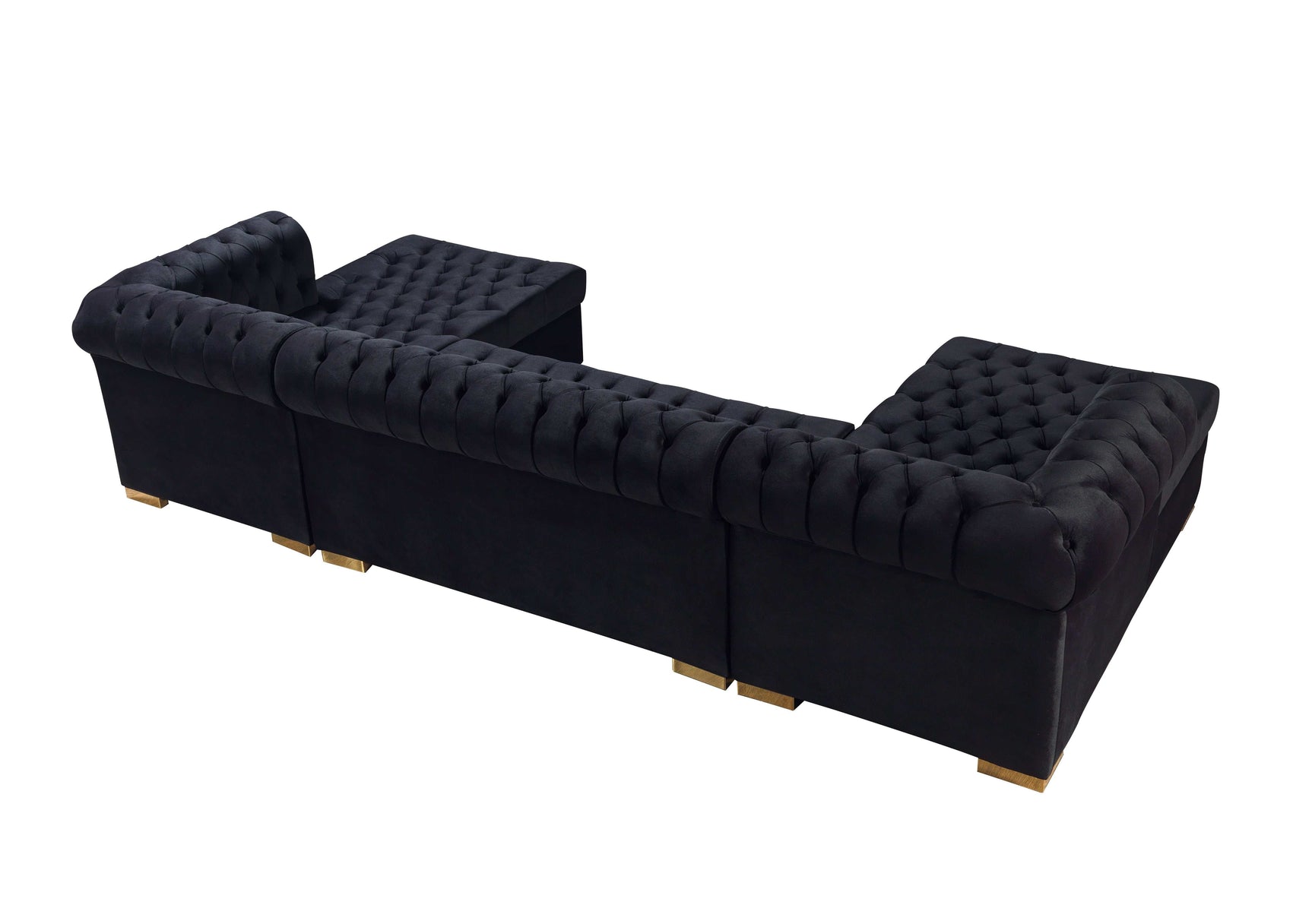 Eleanor Black Velvet Double Chaise Sectional Sofa - Ornate Home