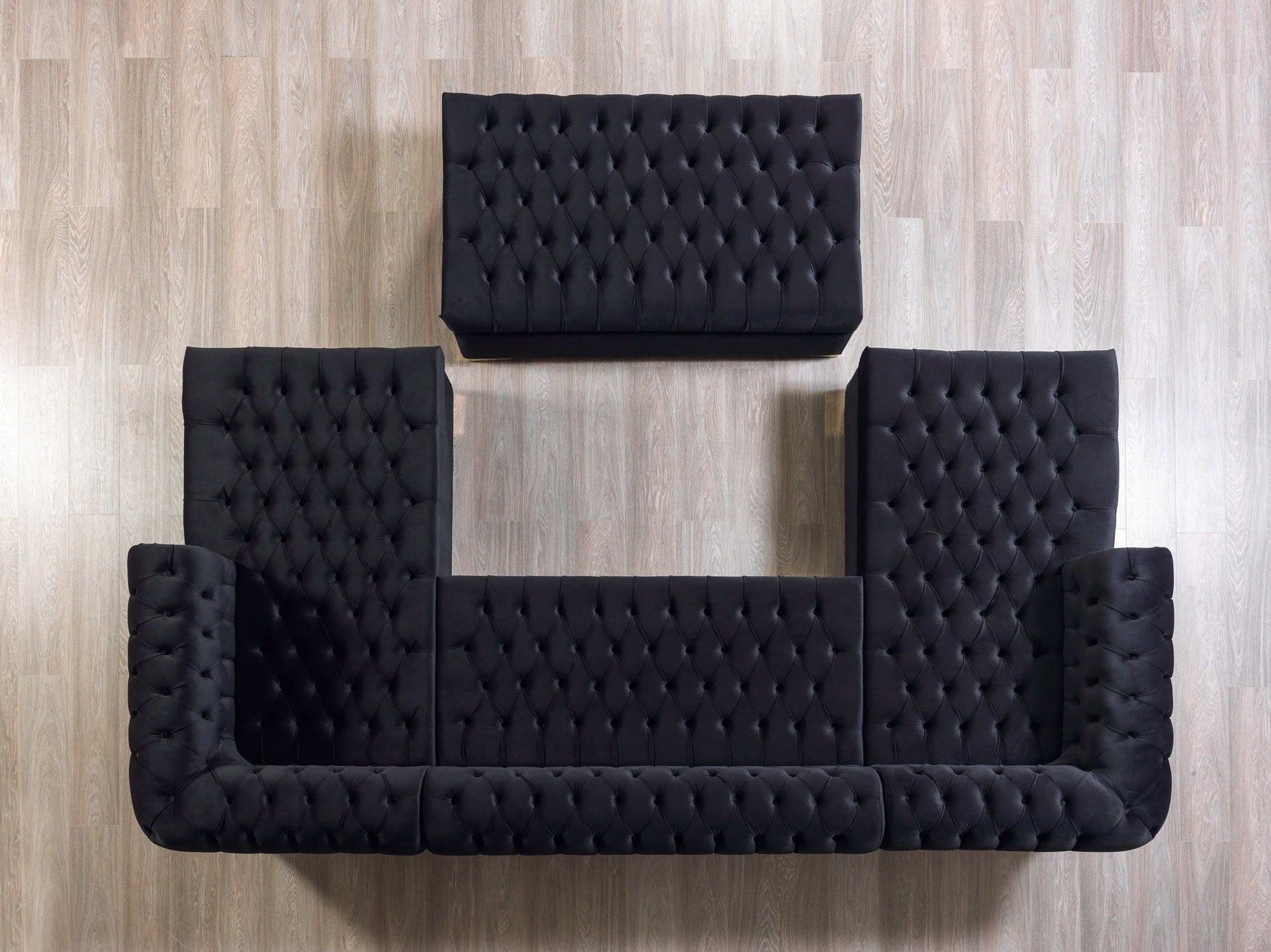 Eleanor Black Velvet Double Chaise Sectional Sofa - Ornate Home