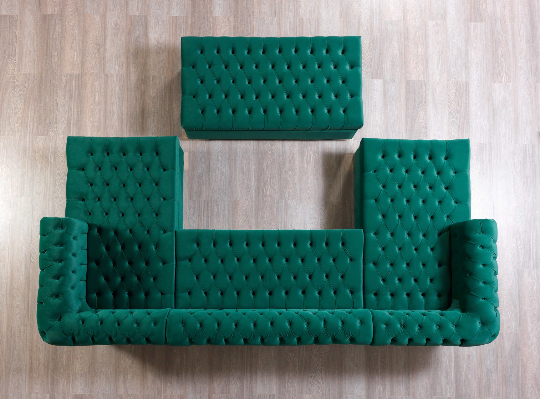 Eleanor Green Velvet Double Chaise Sectional Sofa - Ornate Home