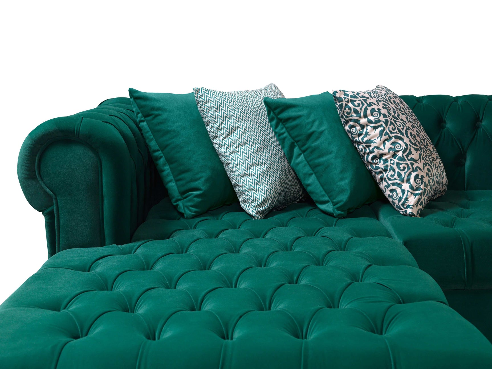 Eleanor Green Velvet Double Chaise Sectional Sofa - Ornate Home