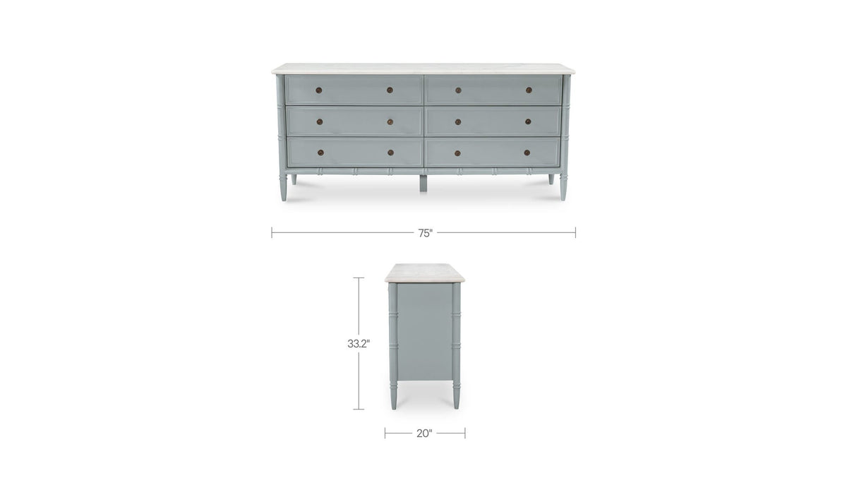 Eleanor Light Blue 6 Drawer Dresser - Ornate Home