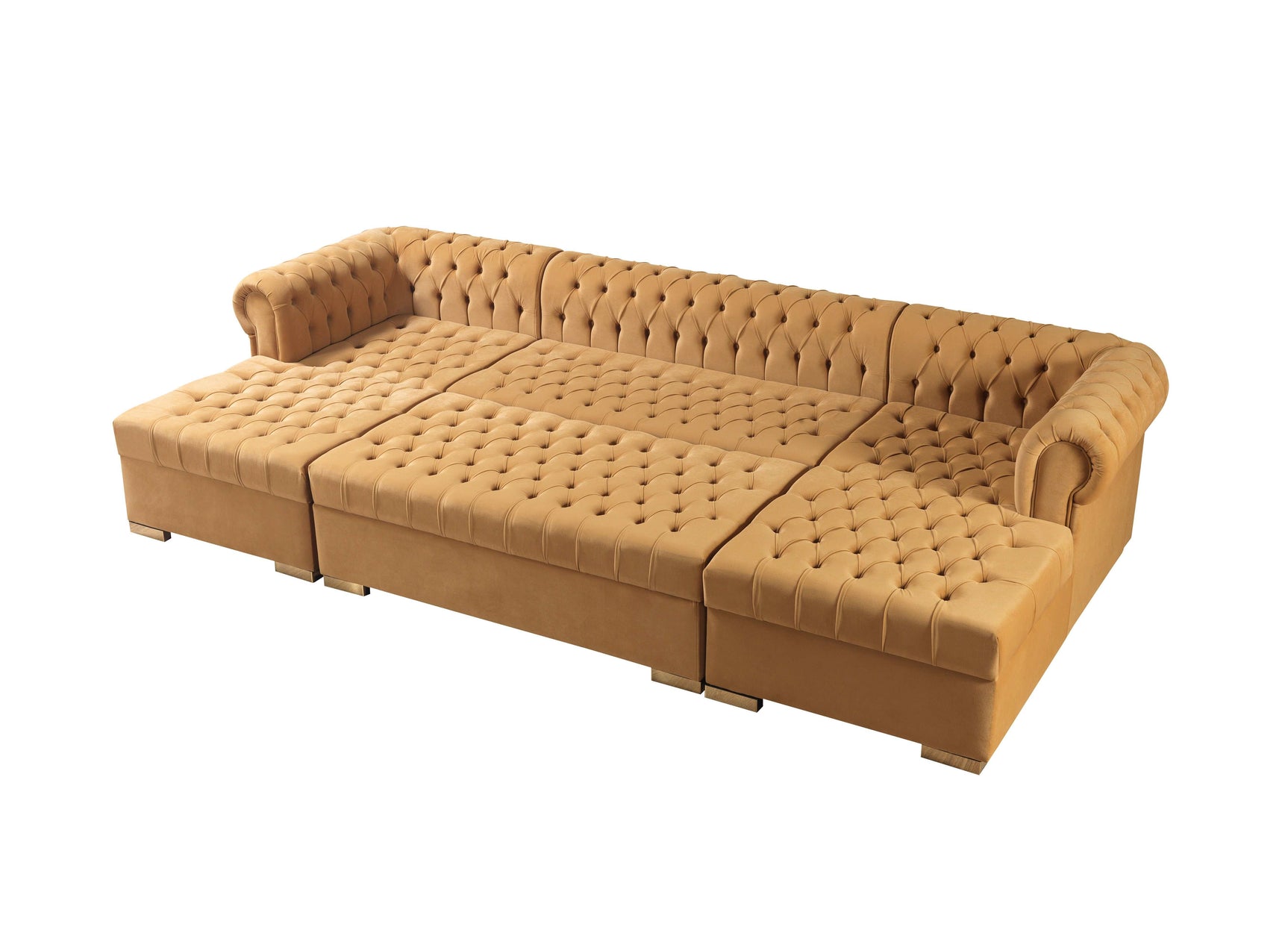 Eleanor Mustard/Gold Velvet Double Chaise Sectional Sofa - Ornate Home