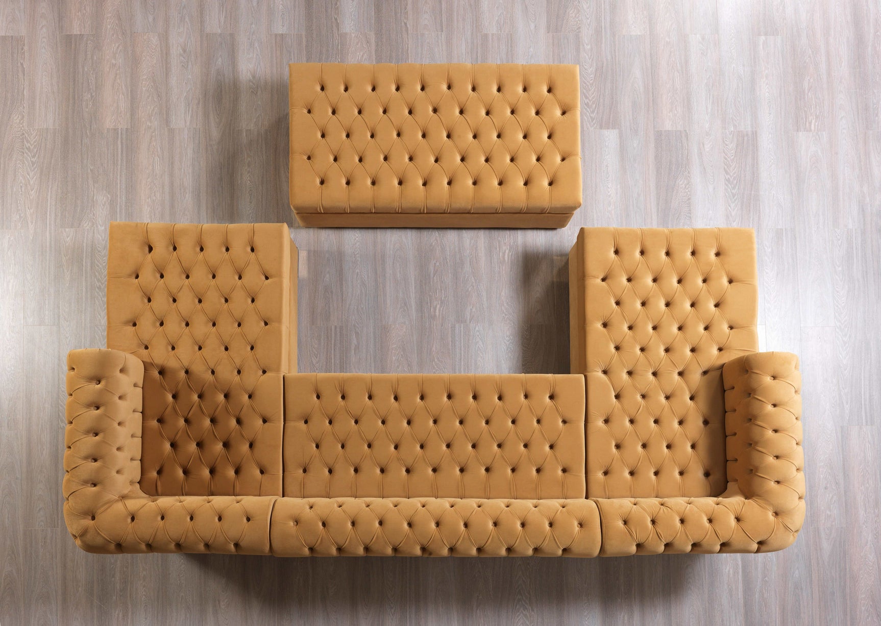 Eleanor Mustard/Gold Velvet Double Chaise Sectional Sofa - Ornate Home