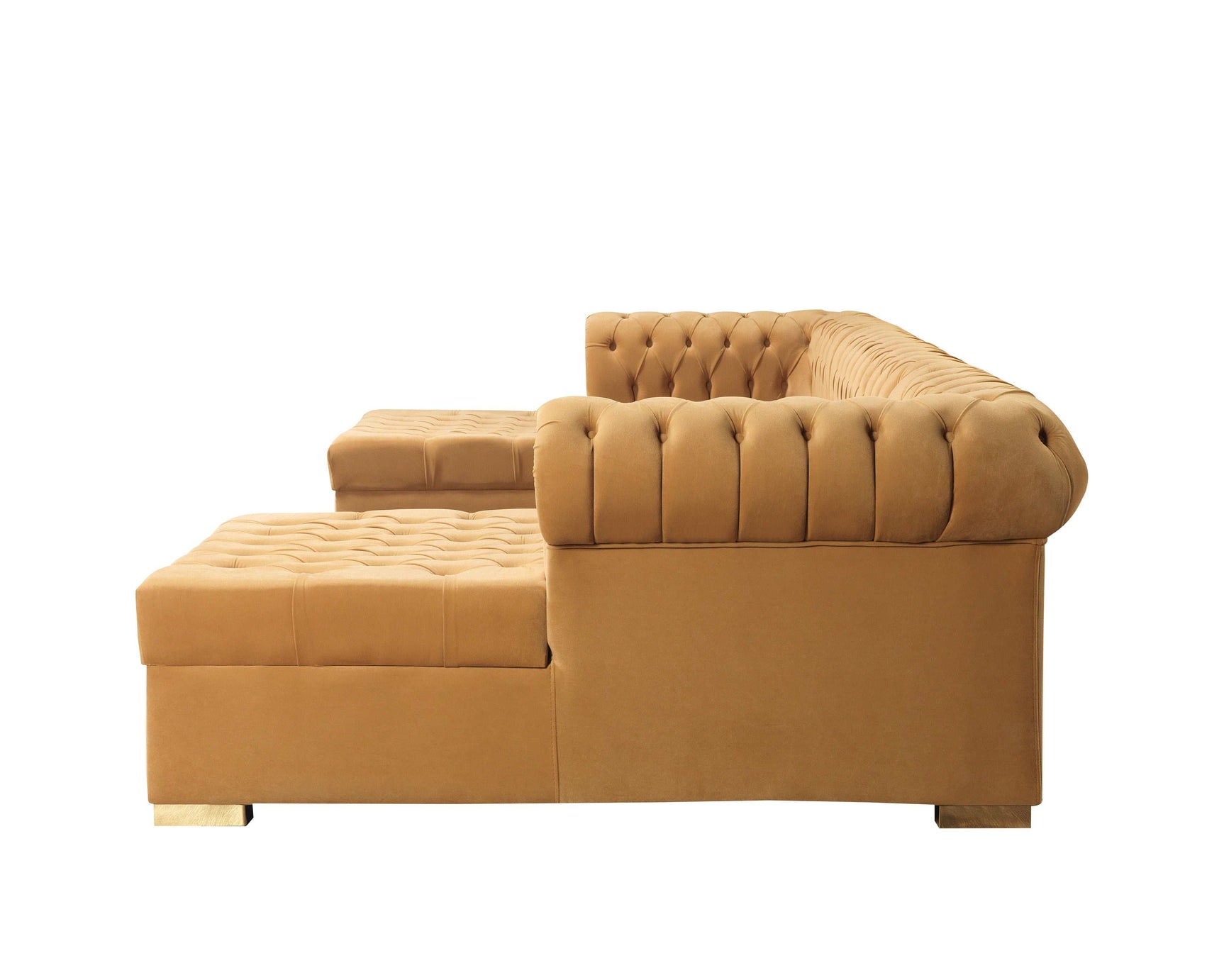 Eleanor Mustard/Gold Velvet Double Chaise Sectional Sofa - Ornate Home
