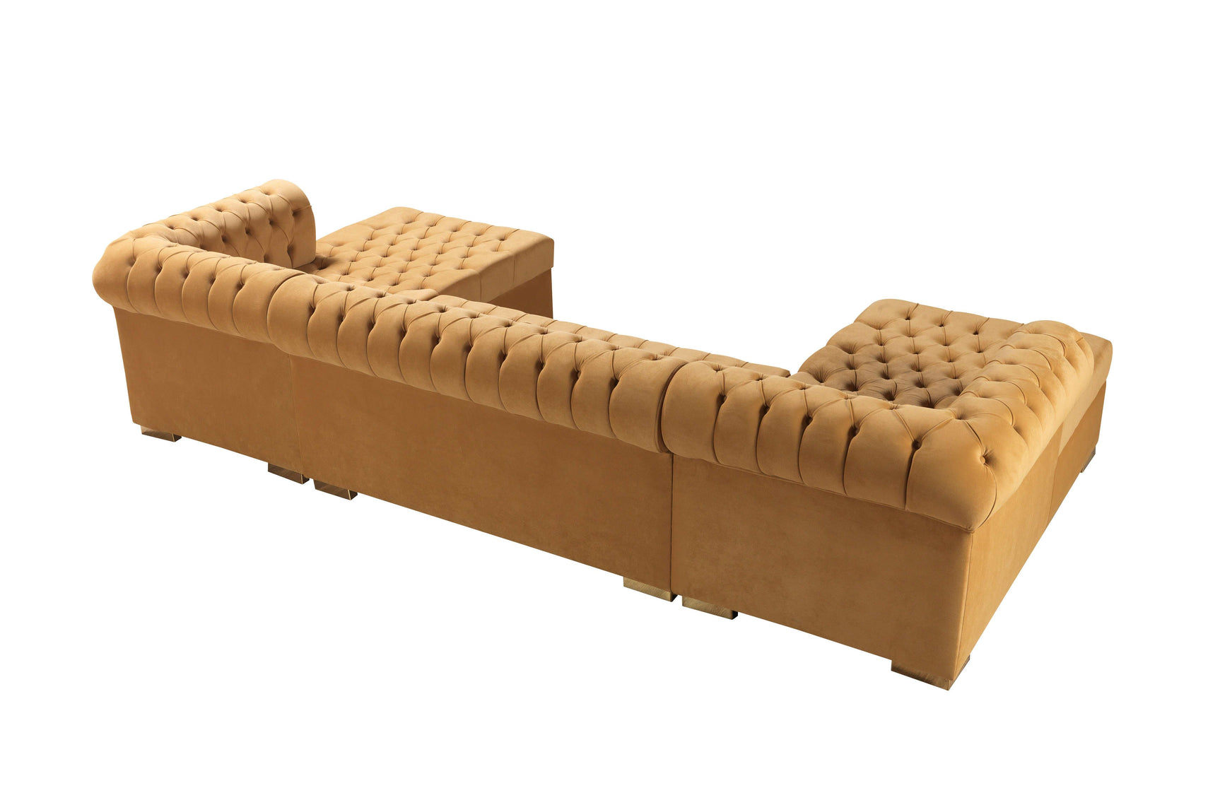 Eleanor Mustard/Gold Velvet Double Chaise Sectional Sofa - Ornate Home
