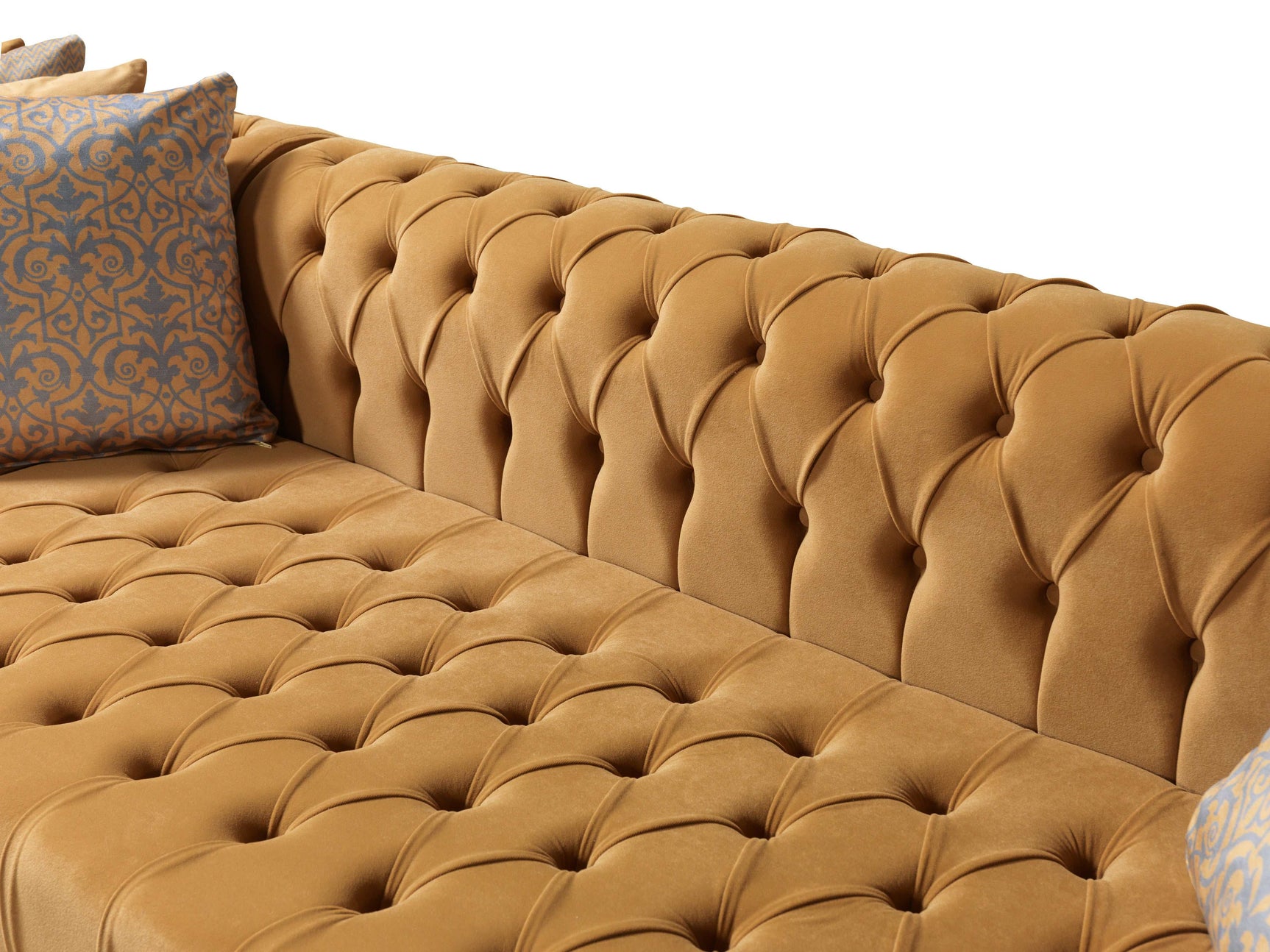 Eleanor Mustard/Gold Velvet Double Chaise Sectional Sofa - Ornate Home