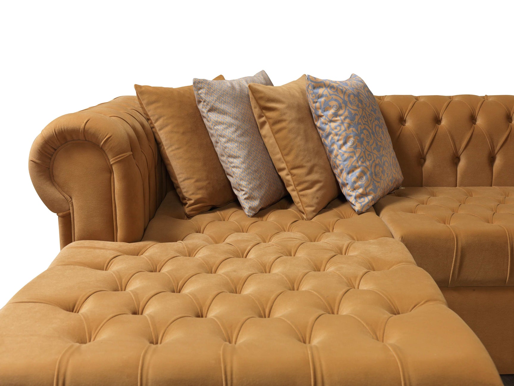 Eleanor Mustard/Gold Velvet Double Chaise Sectional Sofa - Ornate Home