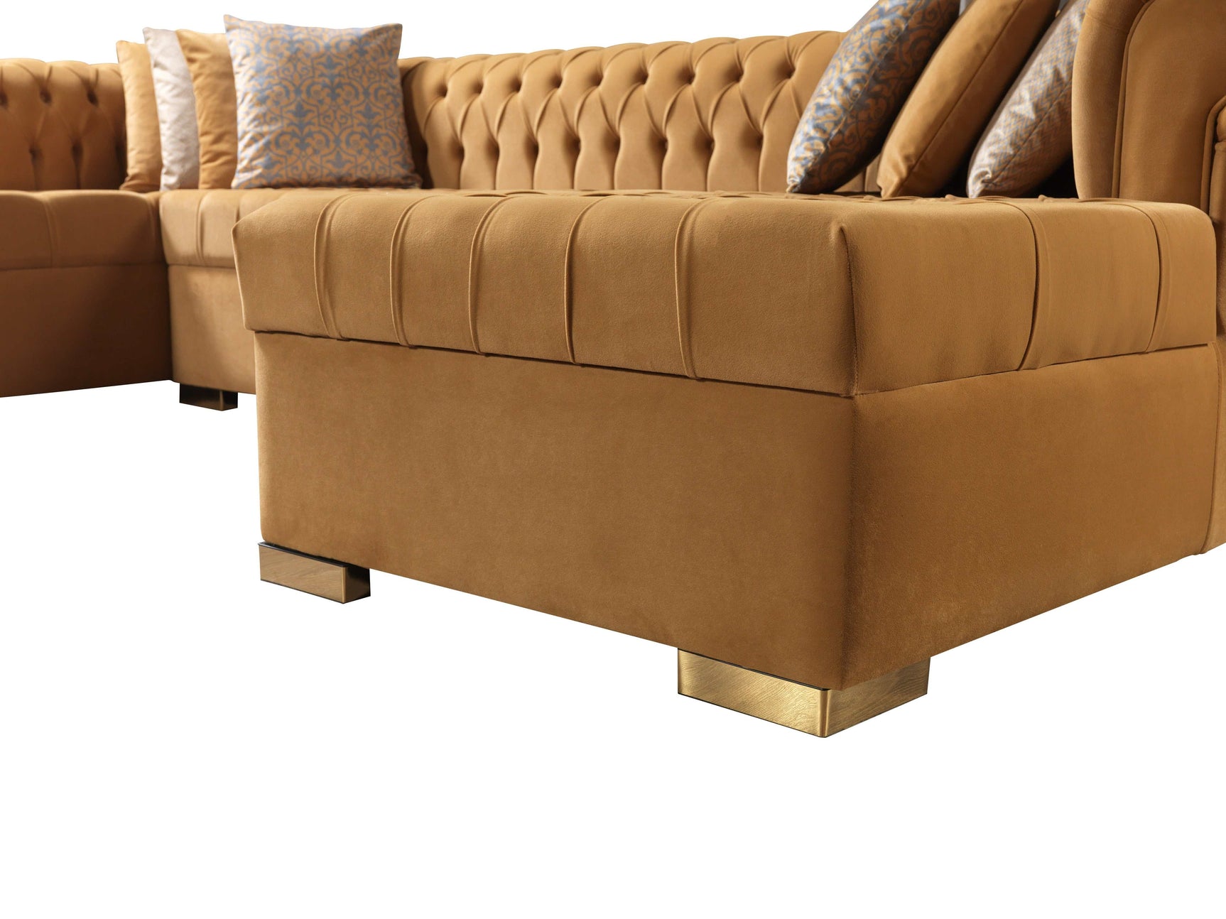 Eleanor Mustard/Gold Velvet Double Chaise Sectional Sofa - Ornate Home