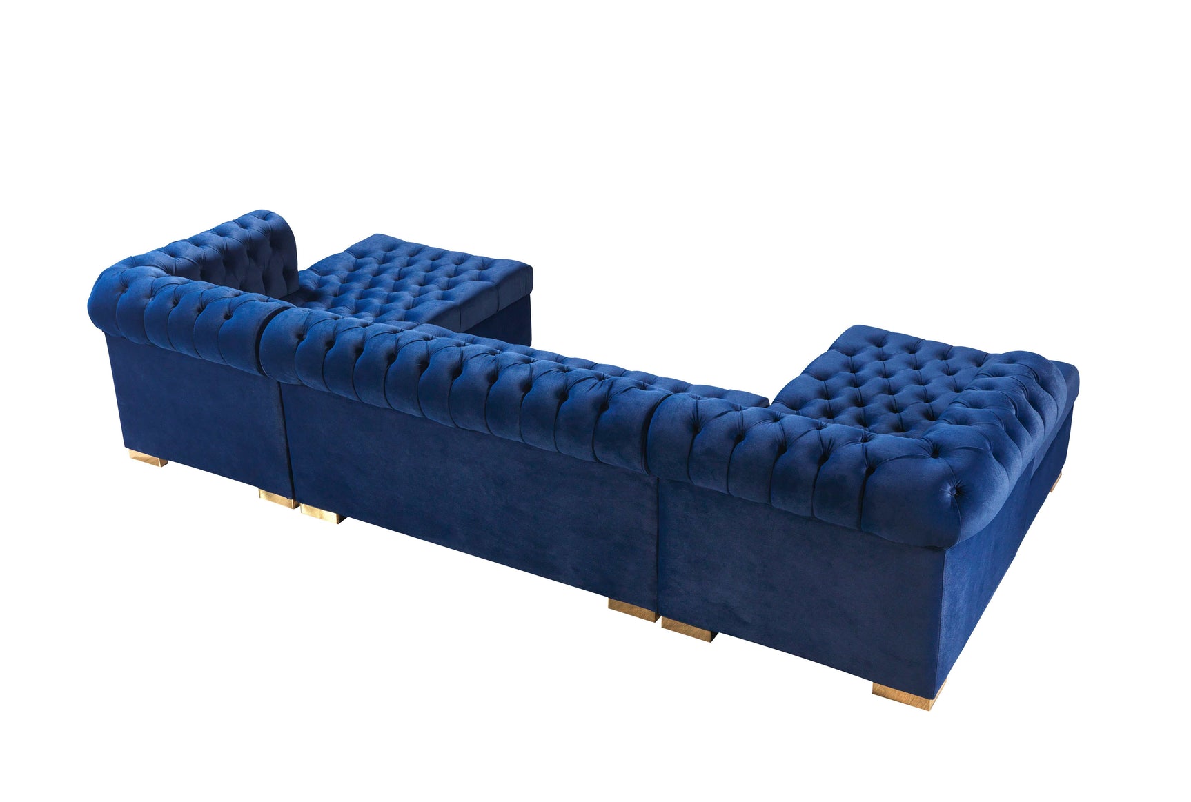 Eleanor Navy Velvet Double Chaise Sectional Sofa - Ornate Home
