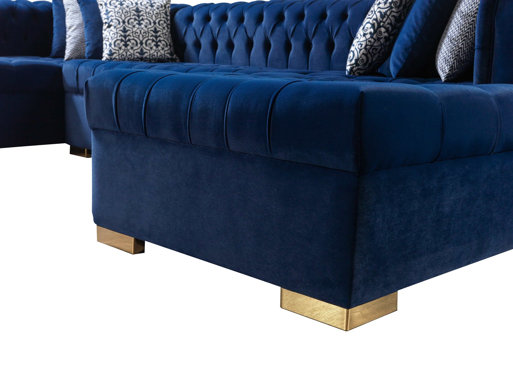 Eleanor Navy Velvet Double Chaise Sectional Sofa - Ornate Home