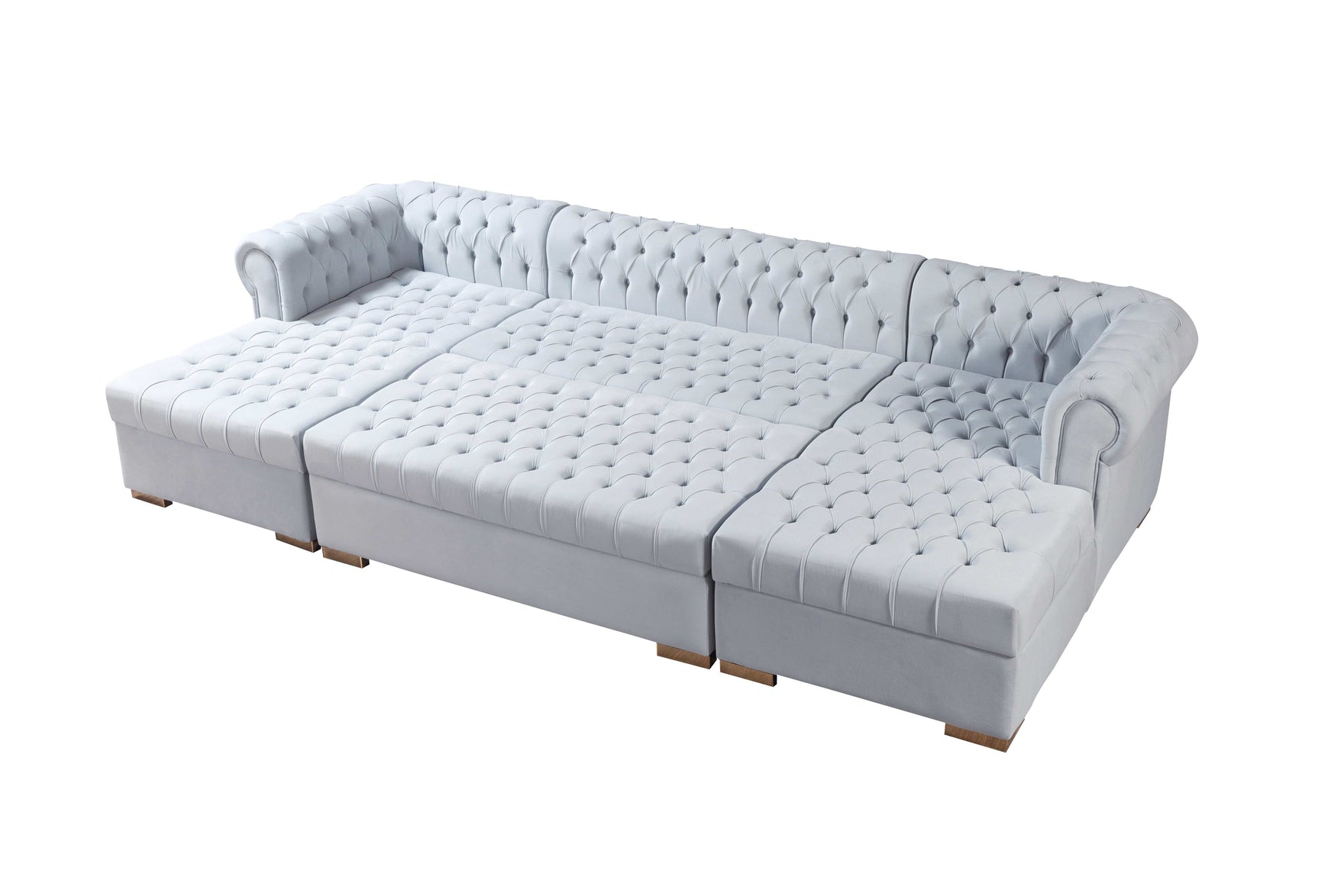 Eleanor Pearl White Velvet Double Chaise Sectional Sofa - Ornate Home