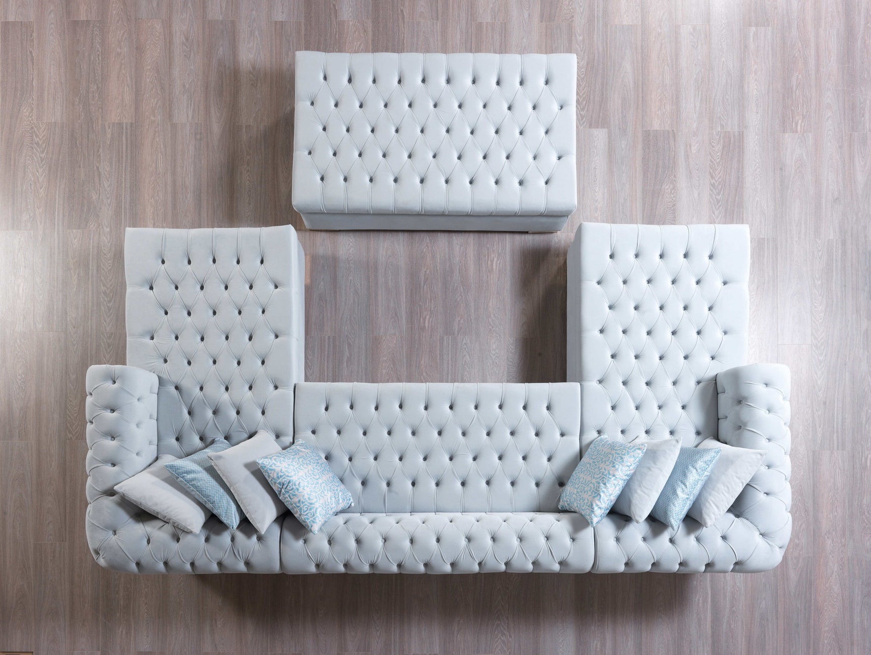 Eleanor Pearl White Velvet Double Chaise Sectional Sofa - Ornate Home