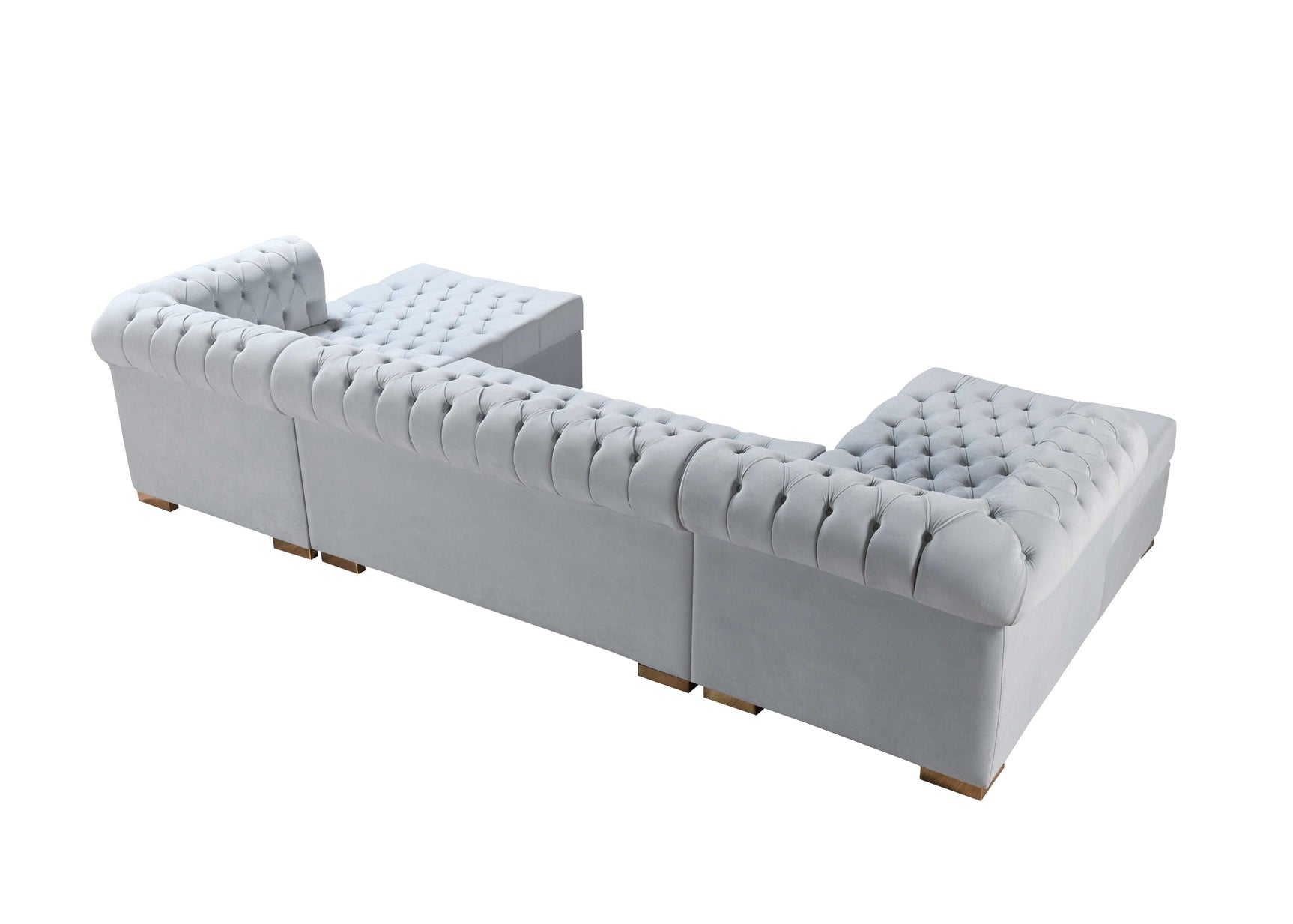 Eleanor Pearl White Velvet Double Chaise Sectional Sofa - Ornate Home