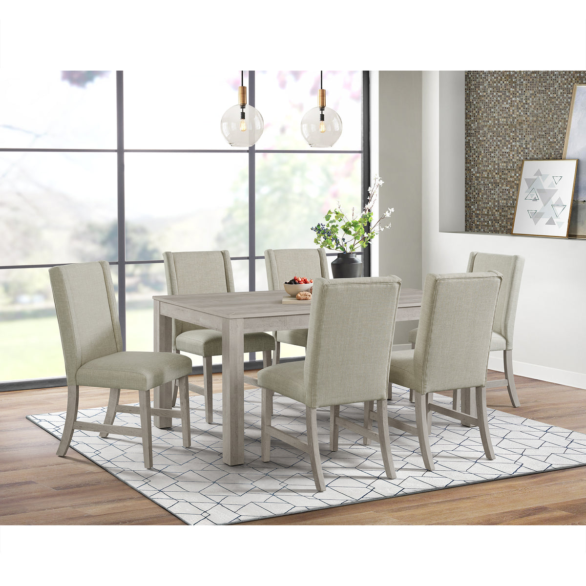 Eleanor White 7-Piece Standard Height Dining Set