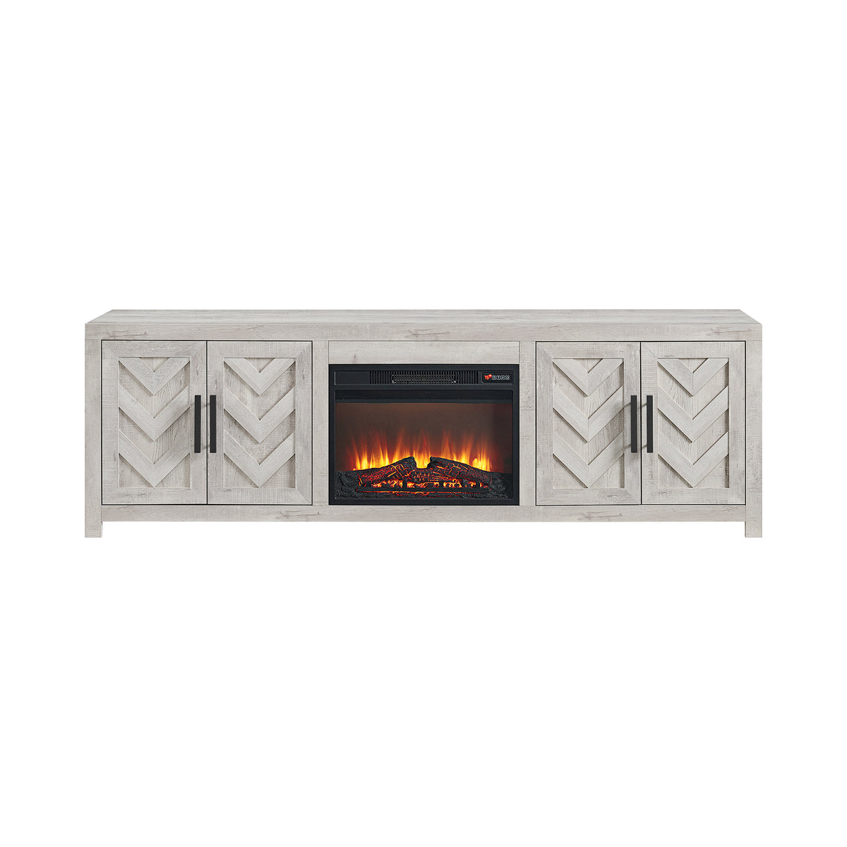 Eleanor White 82" TV Console with Fireplace Insert (Ships in 2 Boxes) - Ornate Home