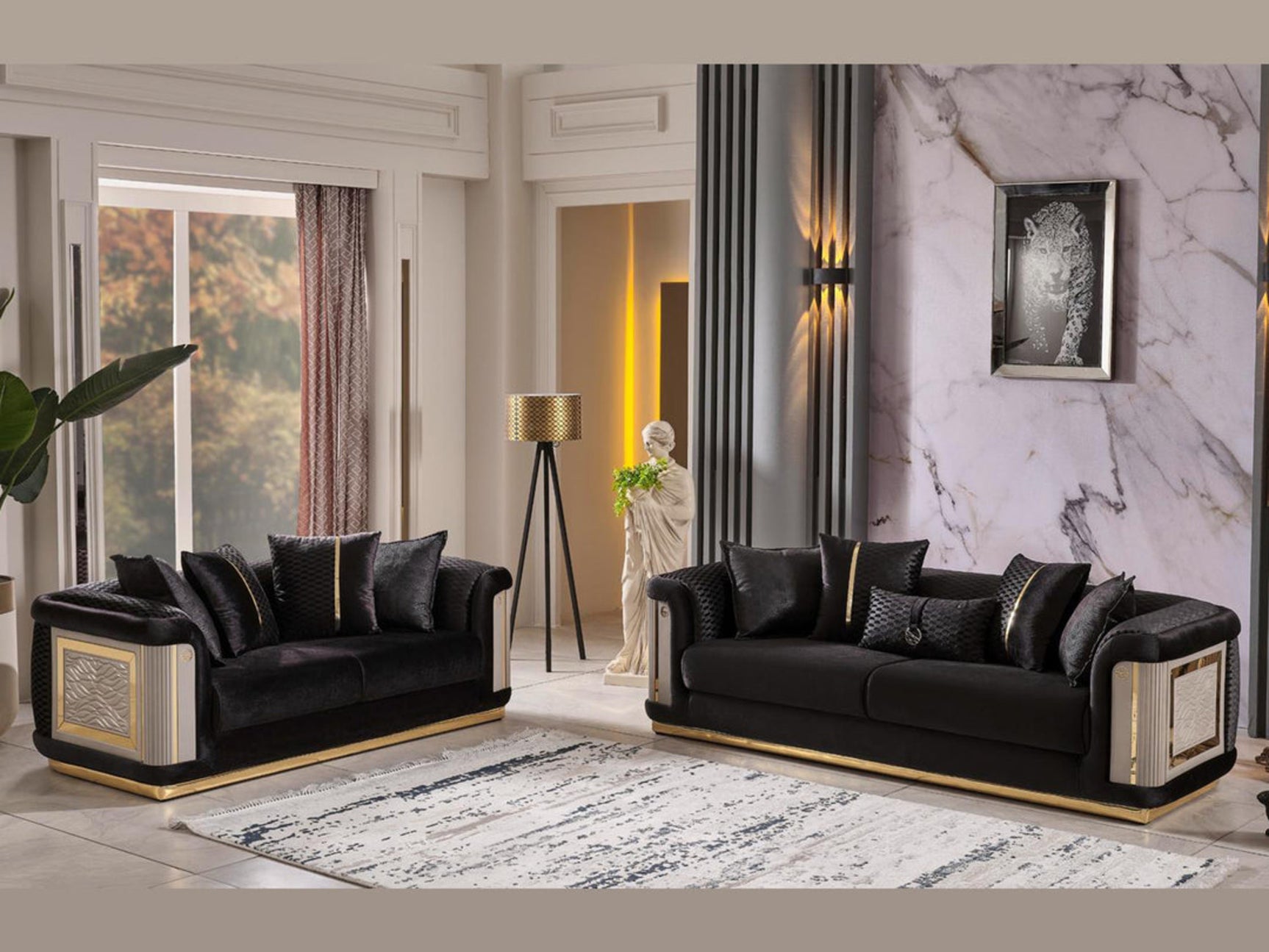 Elegance Black Living Room Set - Ornate Home