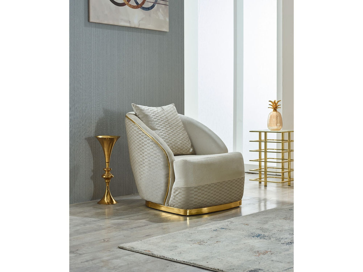 Elegance Cream 3-pieces (Sofa & Loveseat & Chair) Living Room Set - Ornate Home