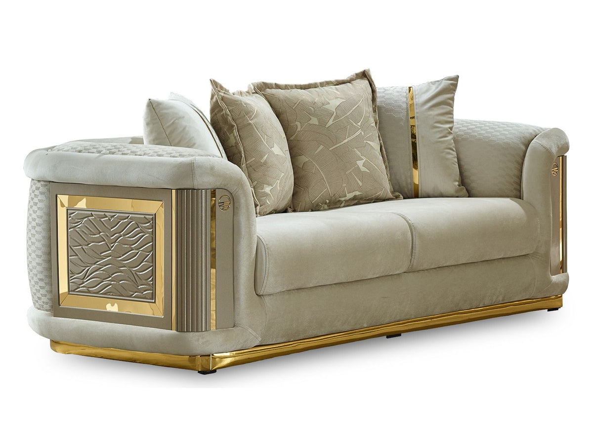 Elegance Cream 3-pieces (Sofa & Loveseat & Chair) Living Room Set - Ornate Home
