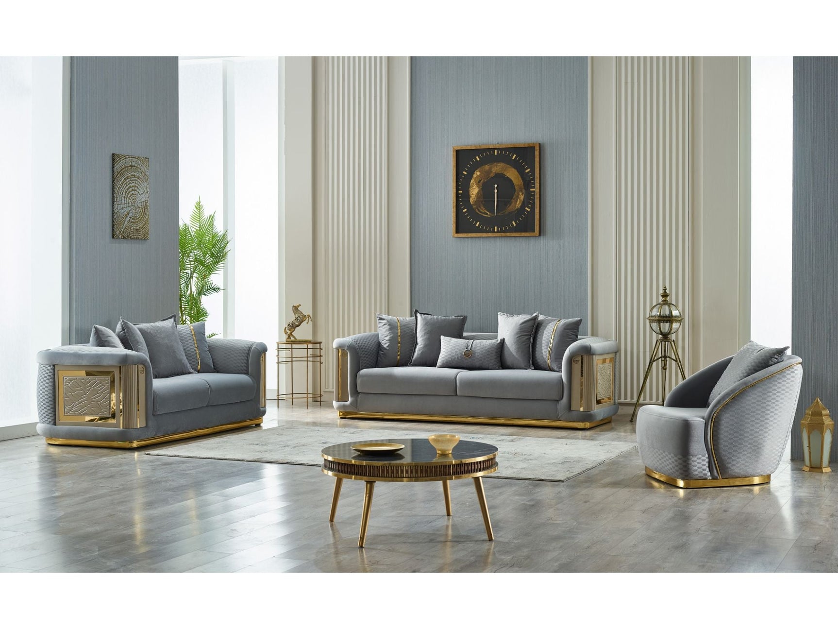 Elegance Light Grey Stationary Loveseat