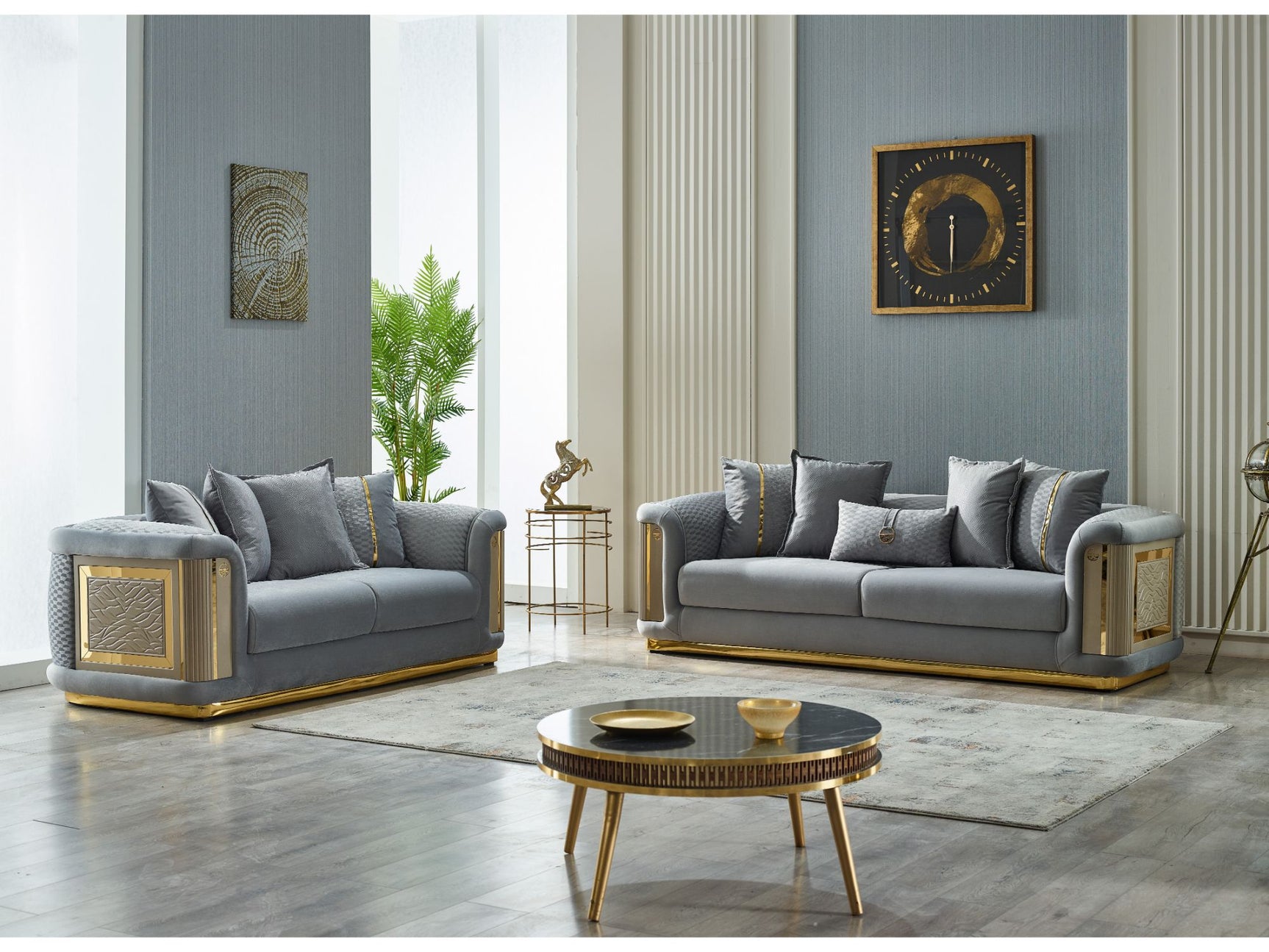 Elegance Light Grey Stationary Loveseat