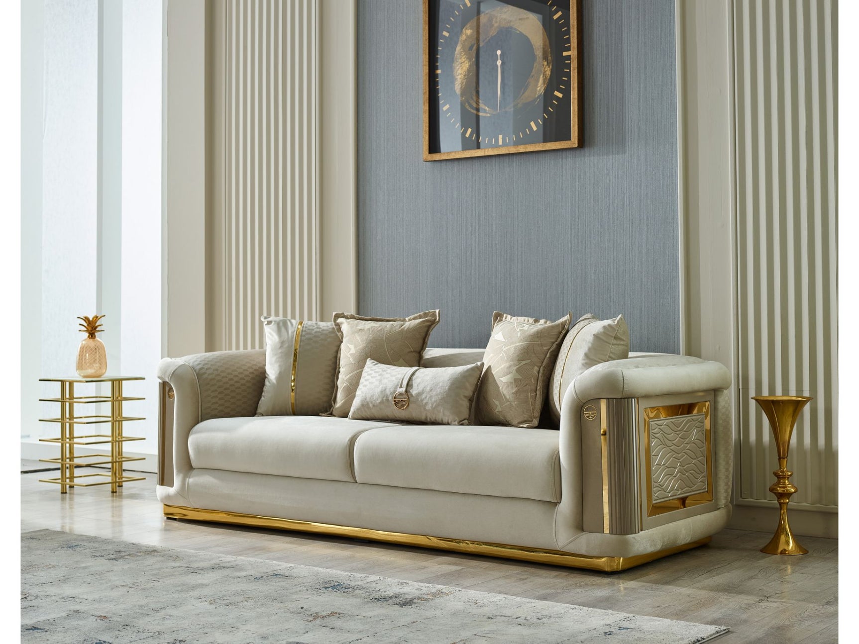 Elegance Cream Stationary Sofa