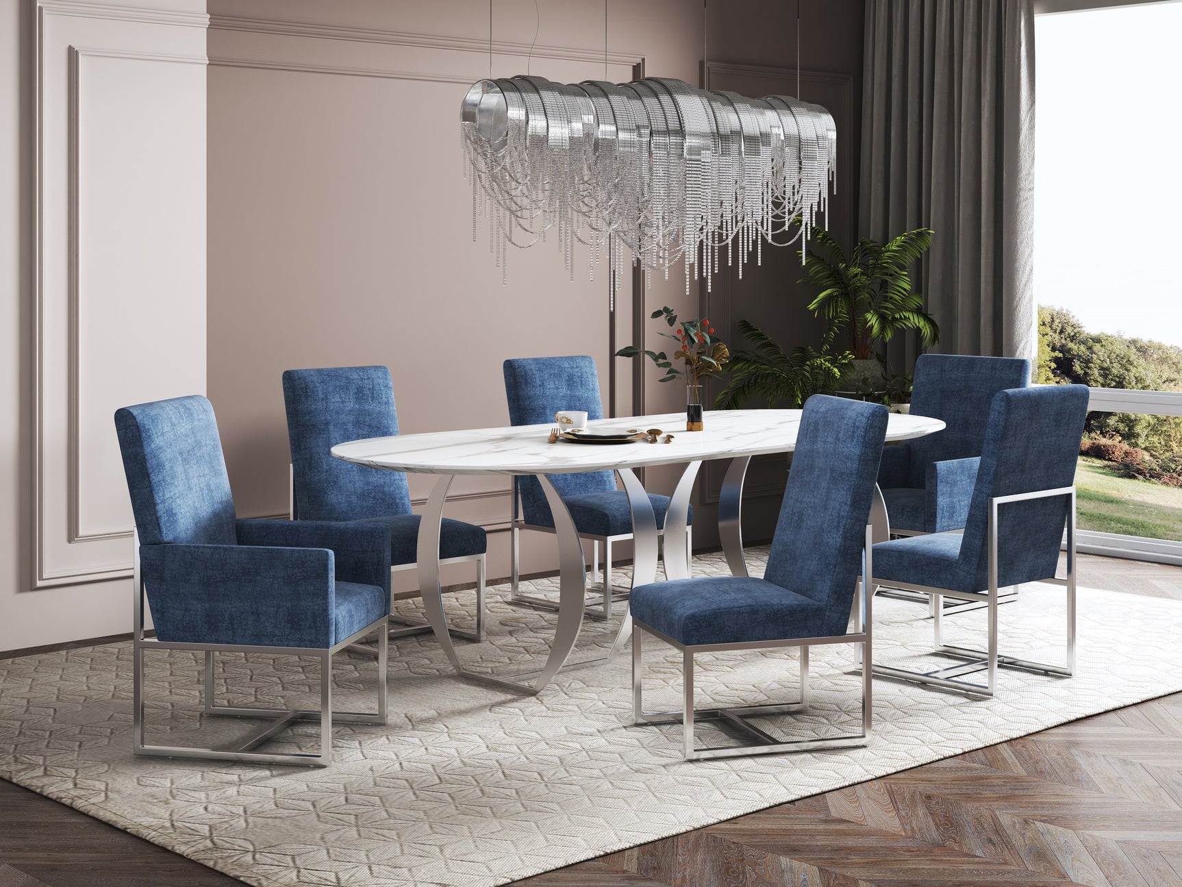 Element 8-Piece Dining Chairs in Blue - Ornate Home