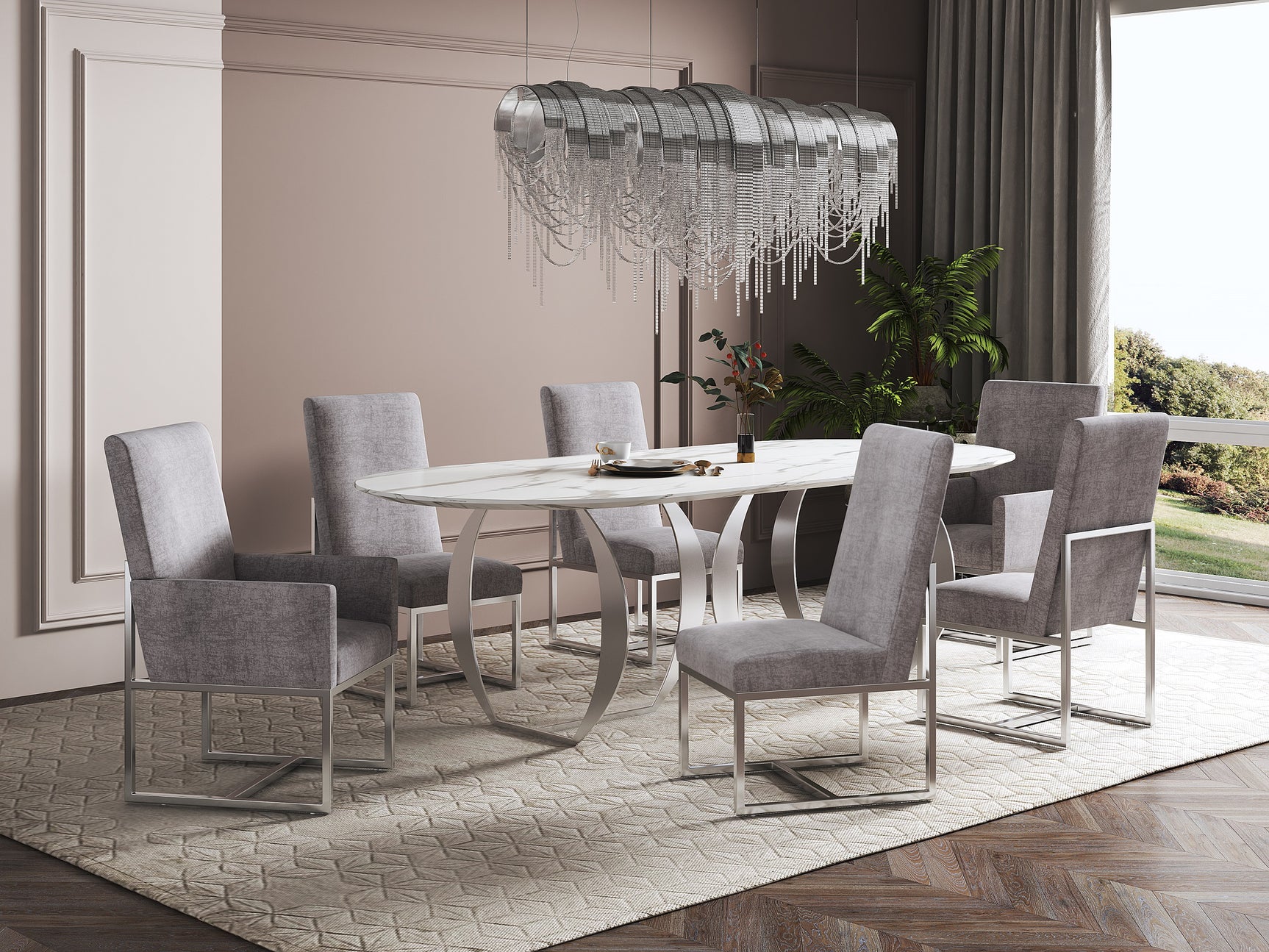 Element 8-Piece Dining Chairs in Steel - Ornate Home