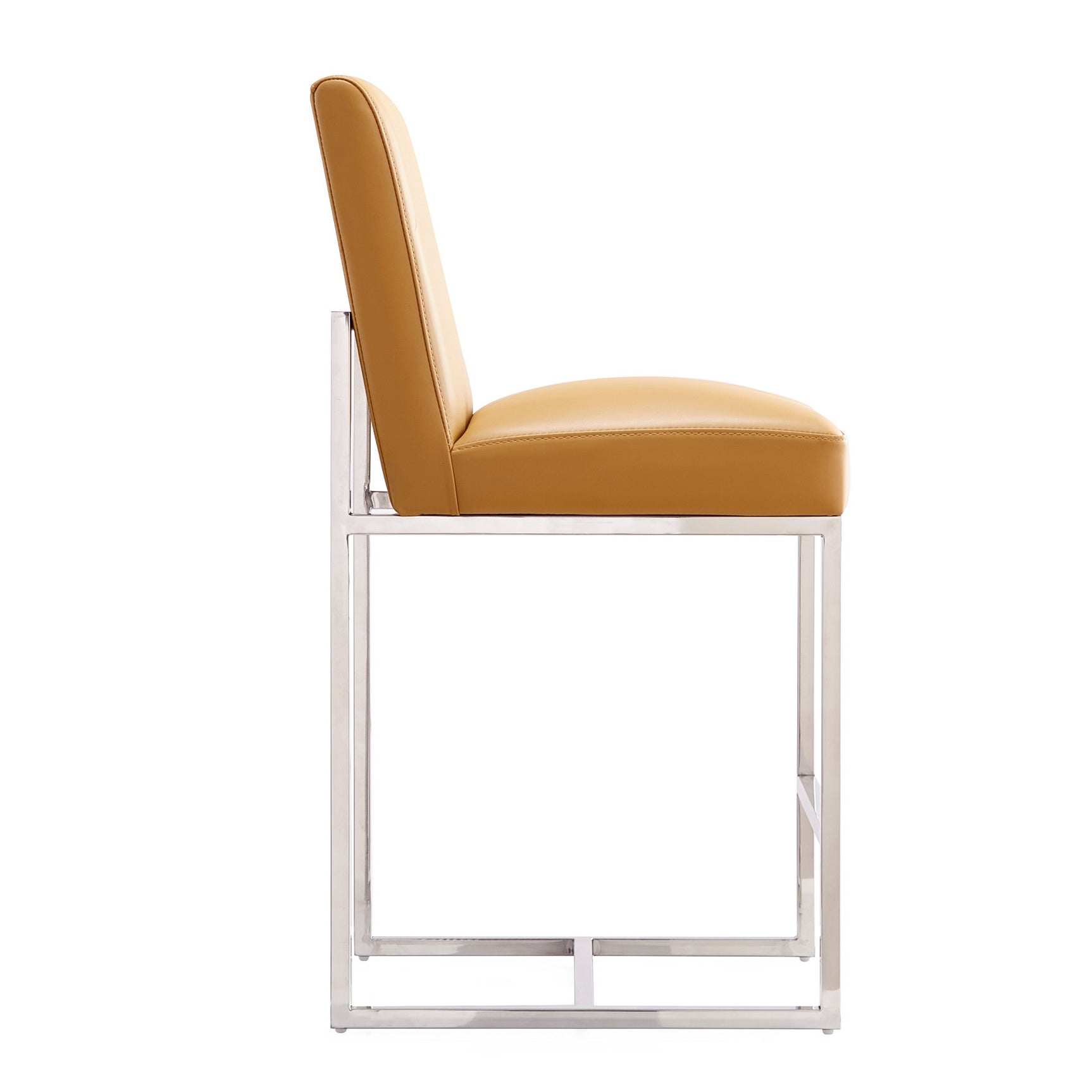 Element Faux Leather Counter Stool in Camel and Polished Chrome (set of 2) - Ornate Home