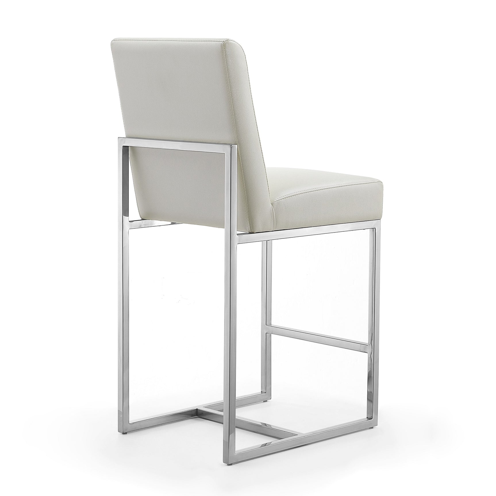 Element Faux Leather Counter Stool in Pearl White and Polished Chrome (set of 2) - Ornate Home