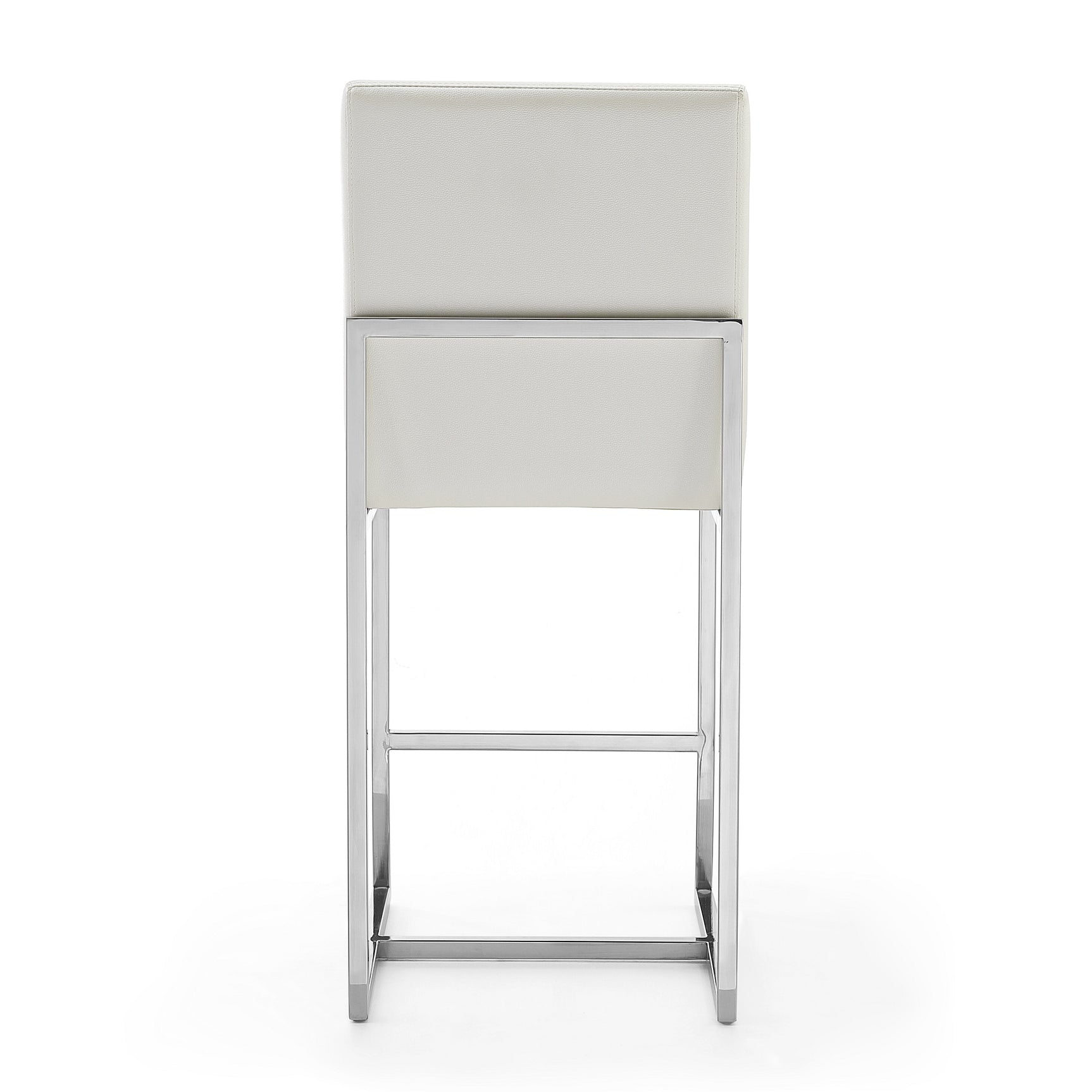 Element Faux Leather Counter Stool in Pearl White and Polished Chrome (set of 2) - Ornate Home
