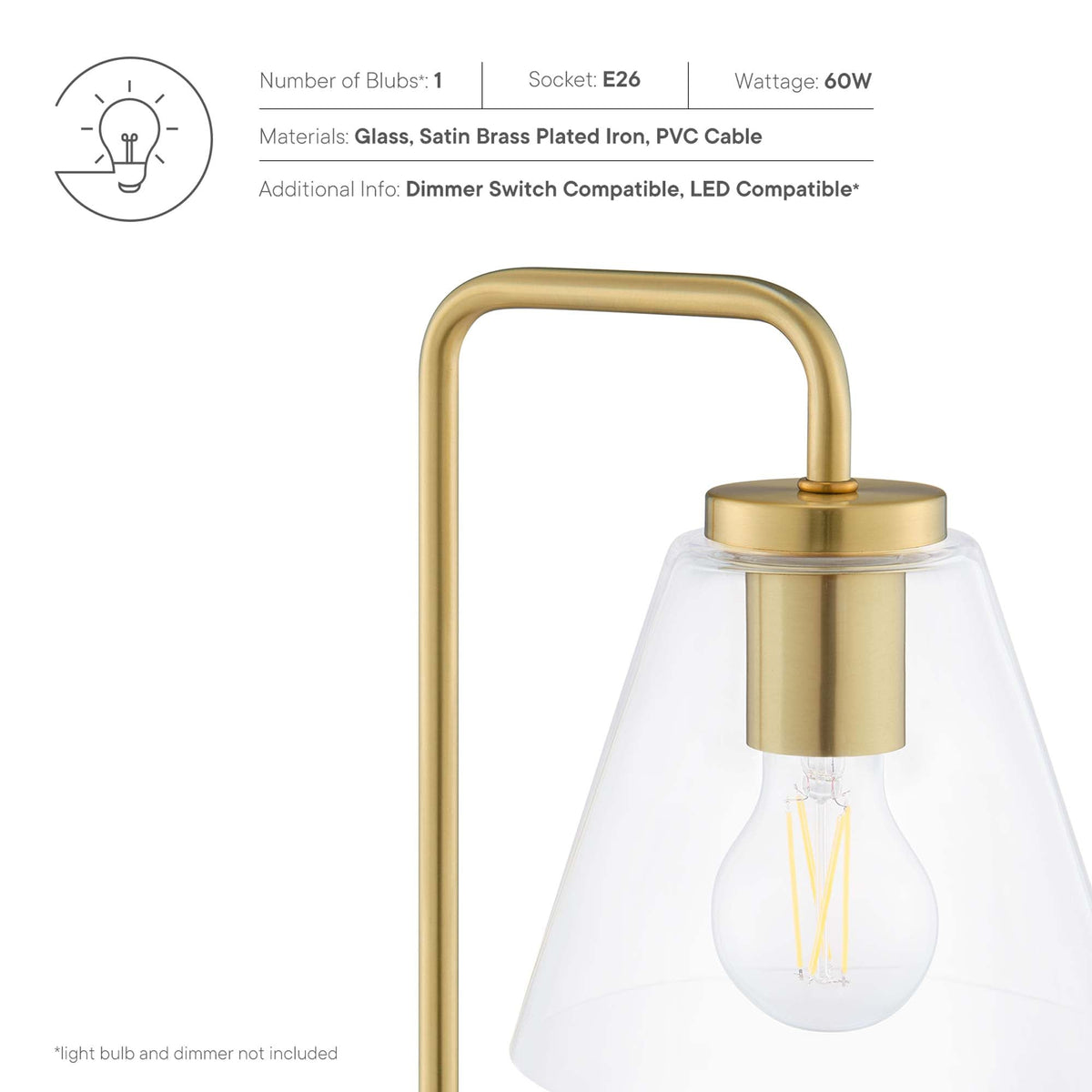 Element Satin Brass Glass Table Lamp - Ornate Home