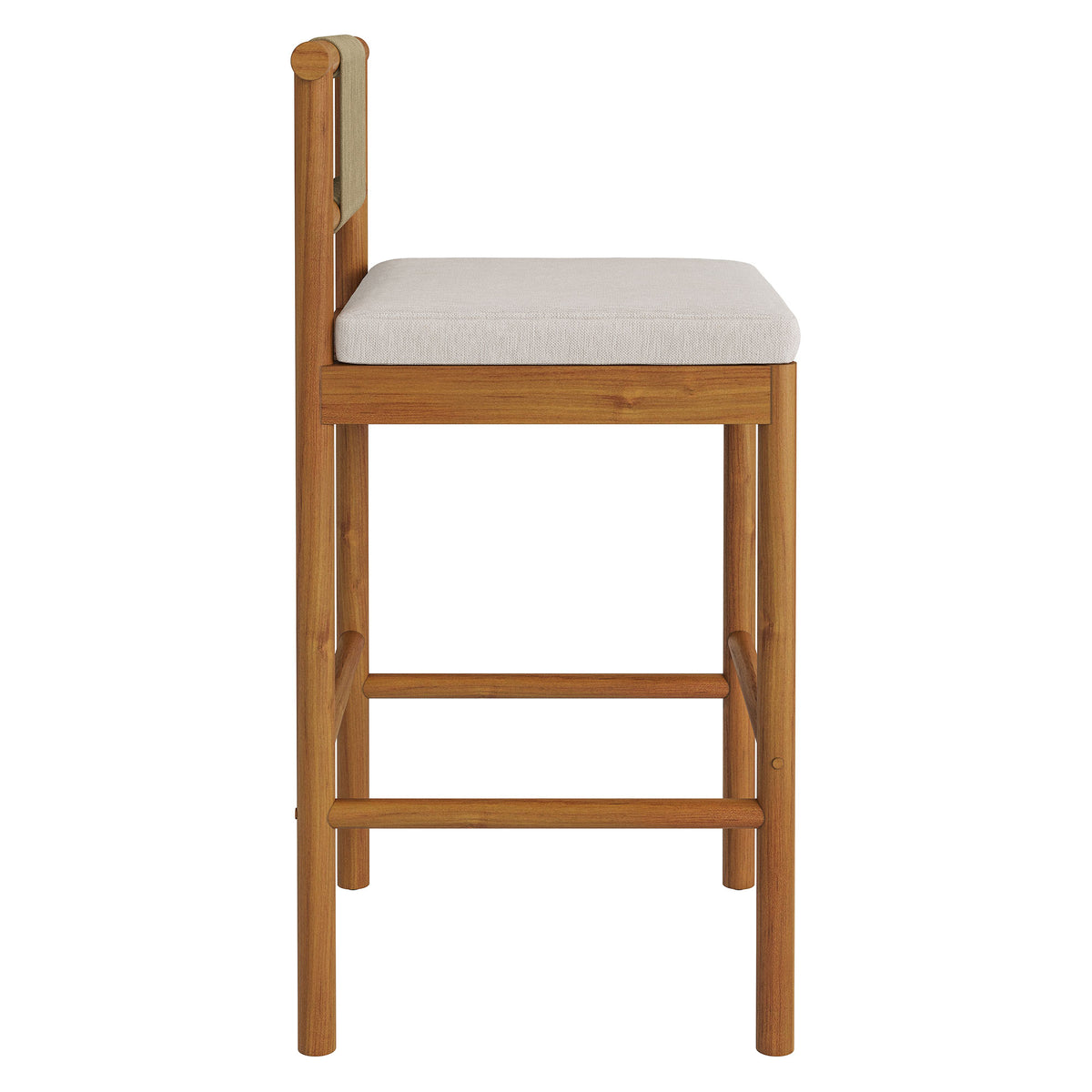 Eleni Natural Sail Outdoor Patio Teak Wood Bar Stools (Set of 2) - Ornate Home