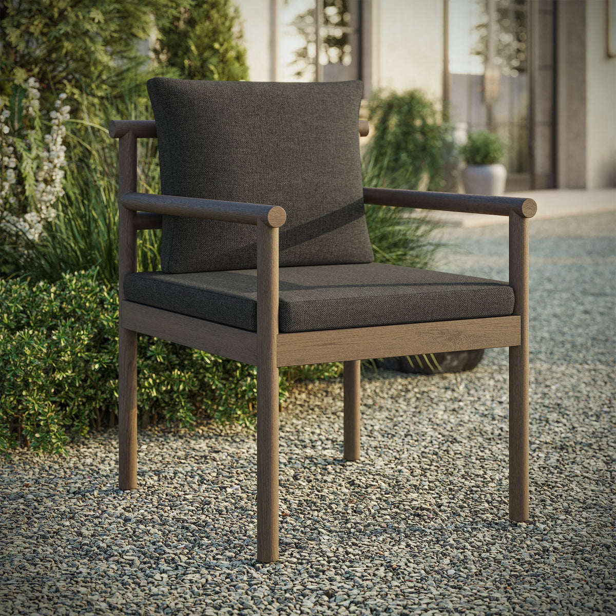 Eleni Weathered Gray Flint Outdoor Patio Teak Wood Rope Dining Chair - Ornate Home
