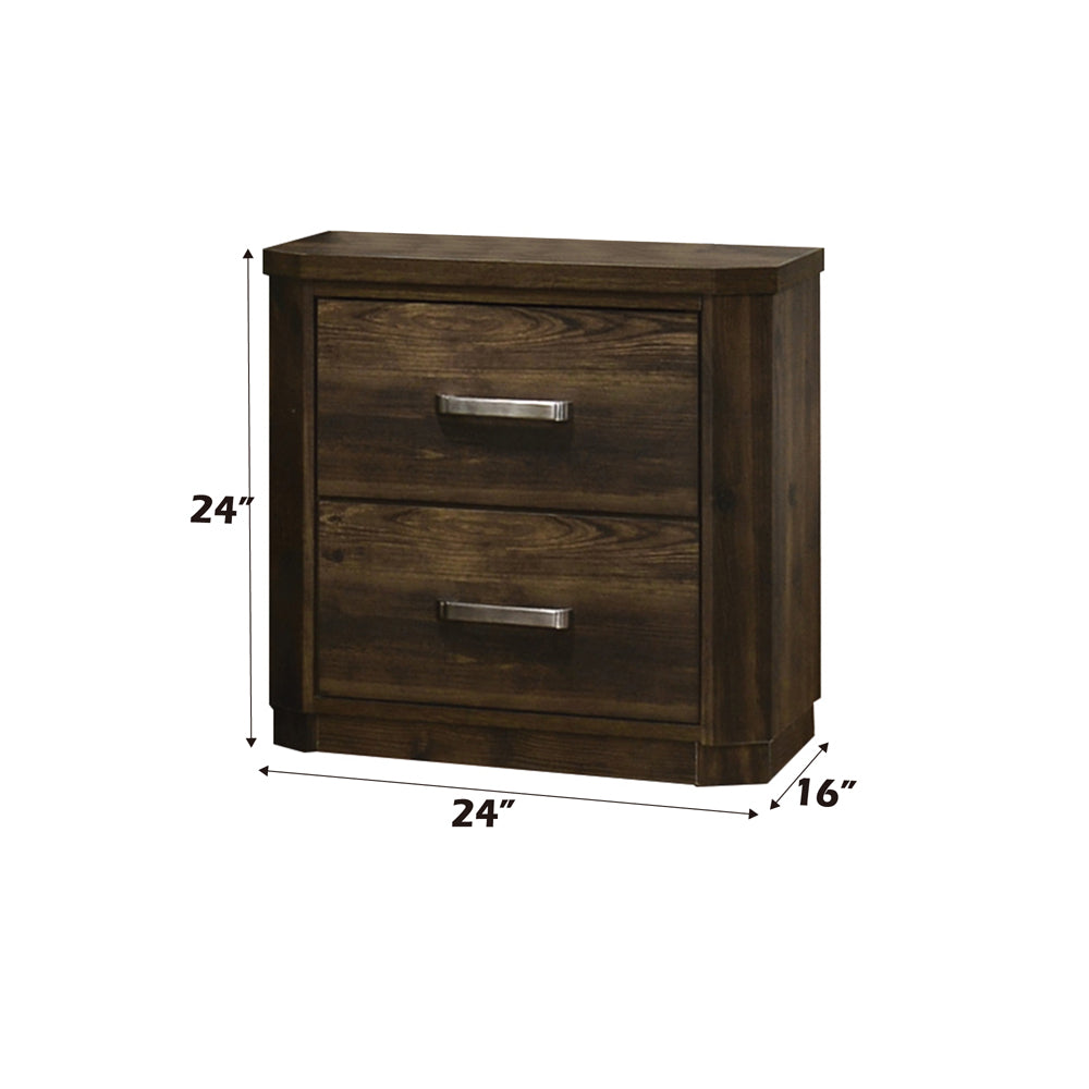 Elettra Rustic Walnut Nightstand - Ornate Home