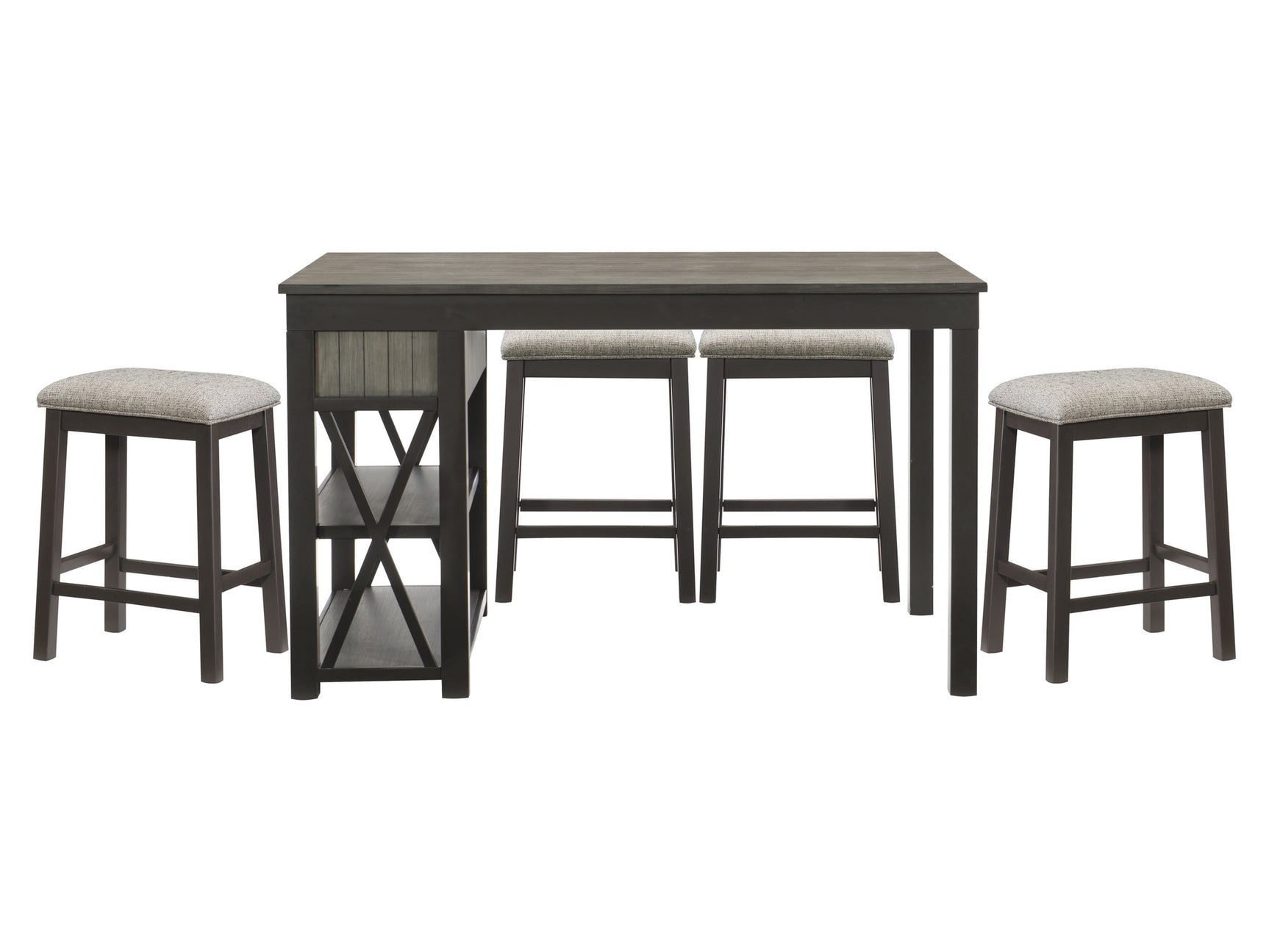 Elias Gray/Gunmetal Gray 5-Piece Dining Table Set - Ornate Home