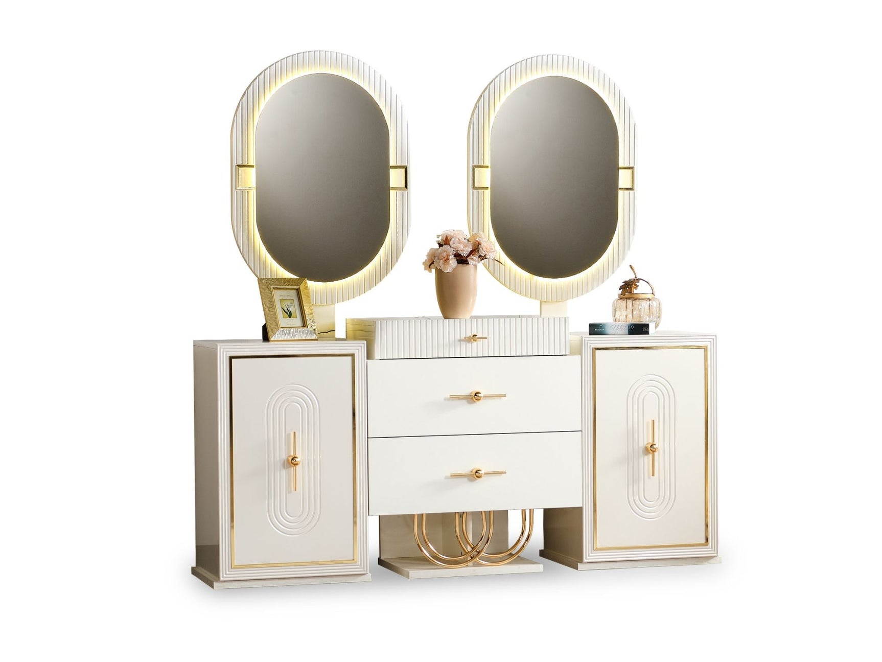 Marsel Cream Dining Room Consol With Mirror