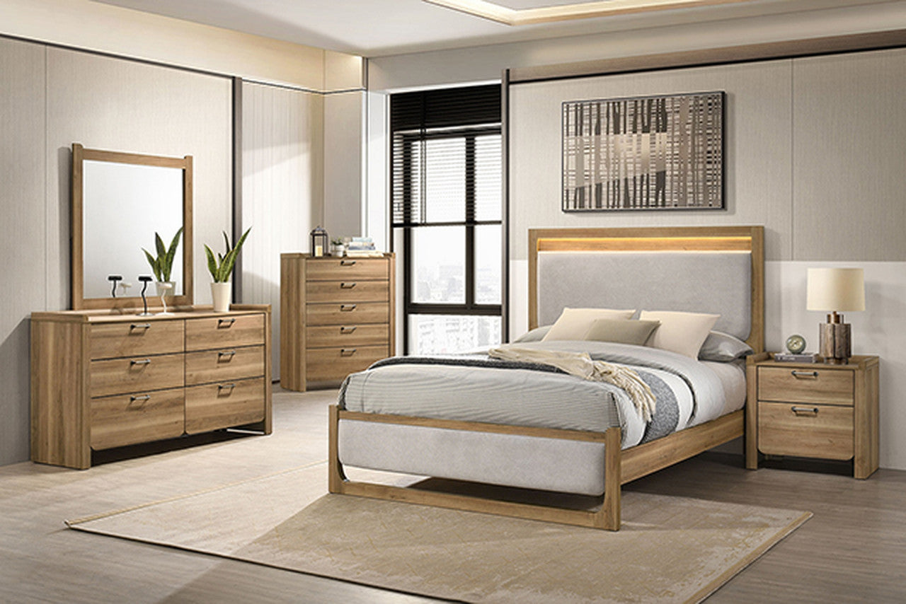 Elinora Natural Queen Bed - Ornate Home