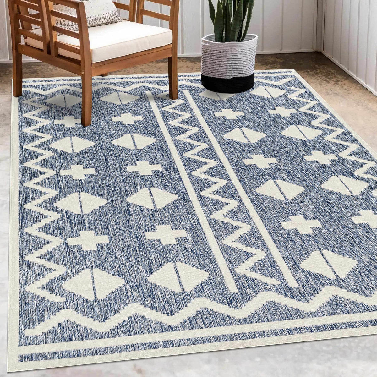 Elio Blue Outdoor Rug - Clearance - Ornate Home