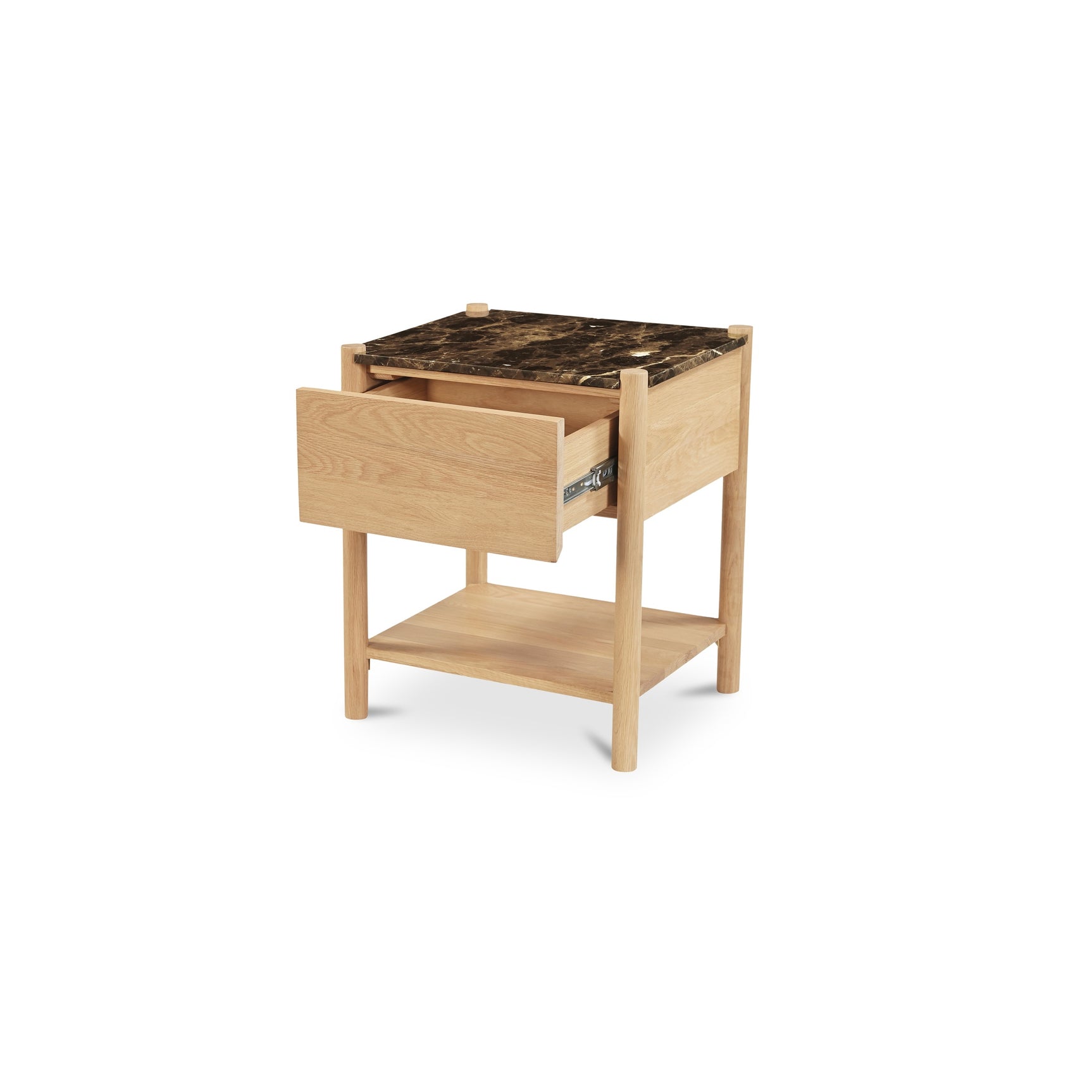 Elio Dark Emperador Marble/Natural Nightstand - Ornate Home